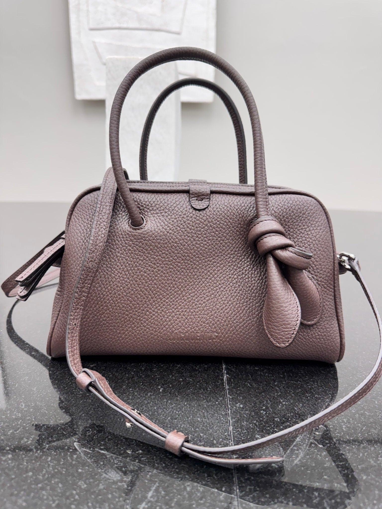 BRAND NEW - Jacquemus Brown Grained Leather Le Petit Turismo 2Way Bag