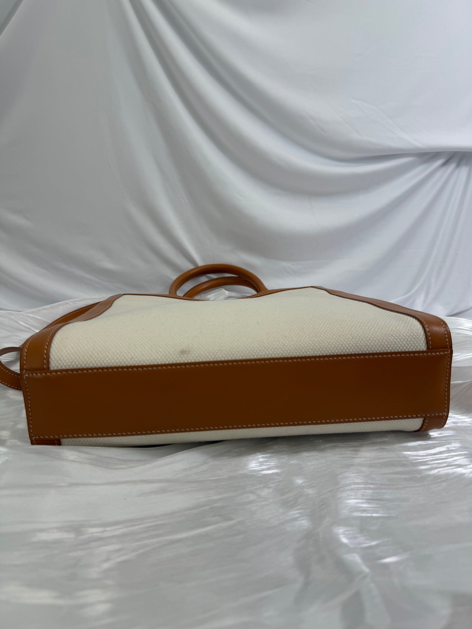 Celine Cream Canvas x Tan Leather Large Vertical Cabas