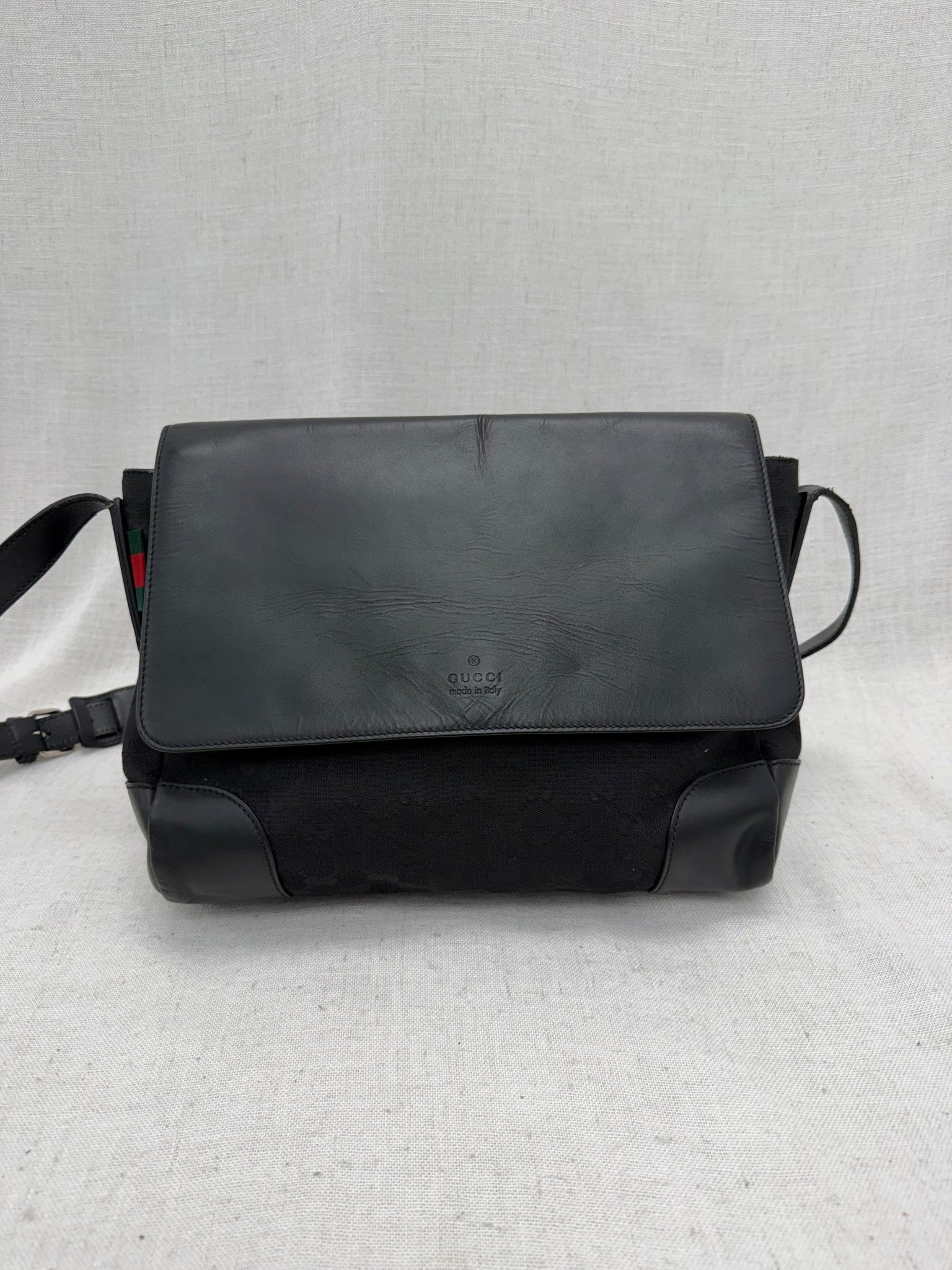 Gucci Black Canvas And Leather Web Messenger Bag