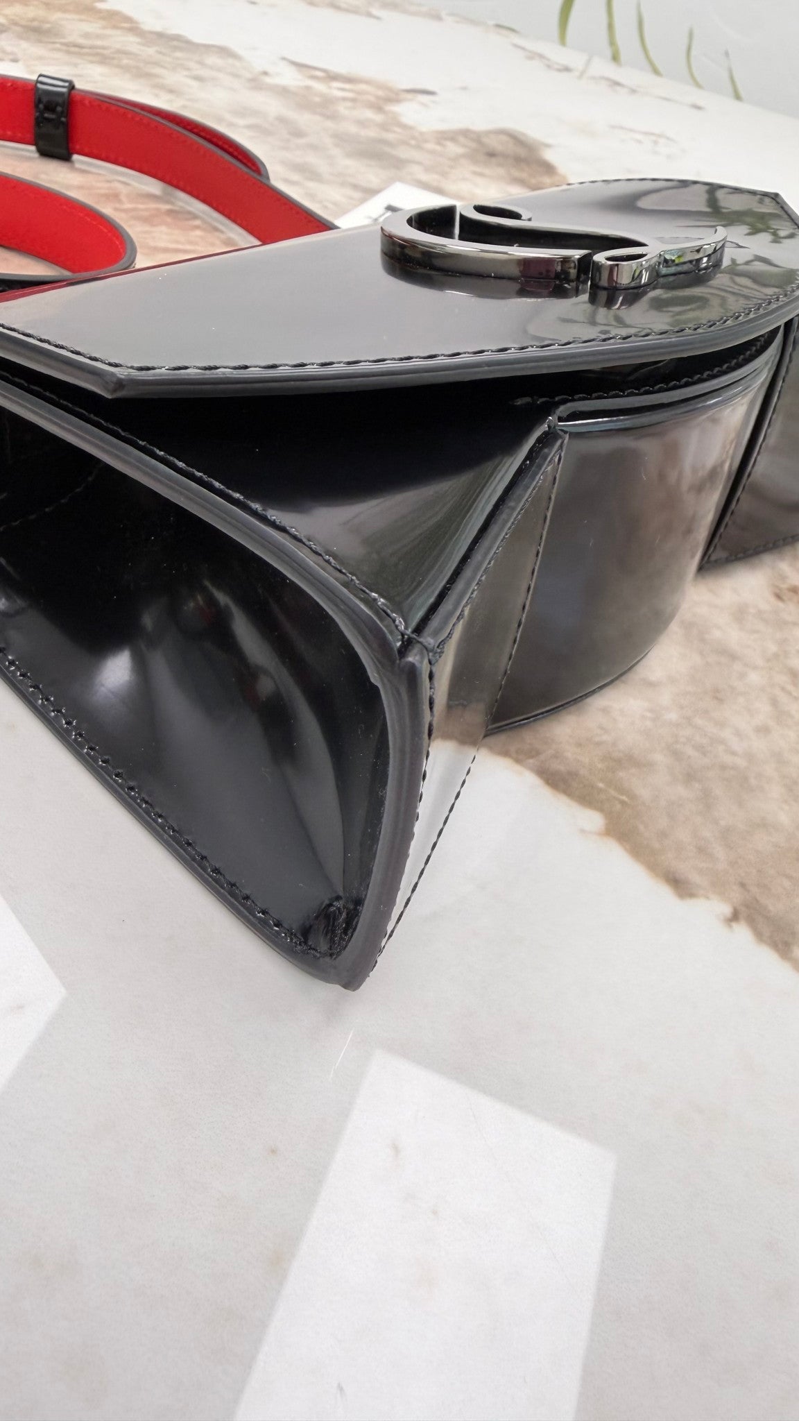 Christian Louboutin Black Patent Leather Loubi54 Crossbody Clutch