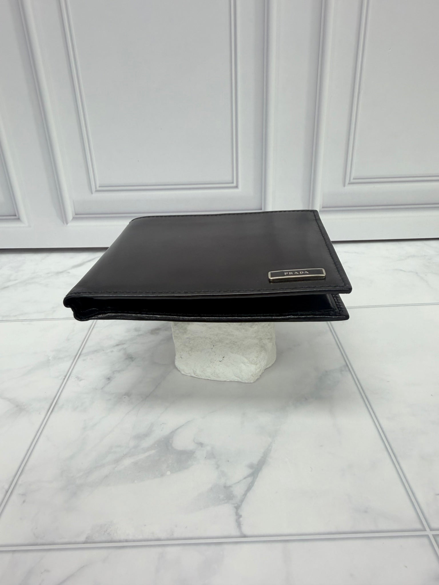 Prada Black Leather Bifold Wallet