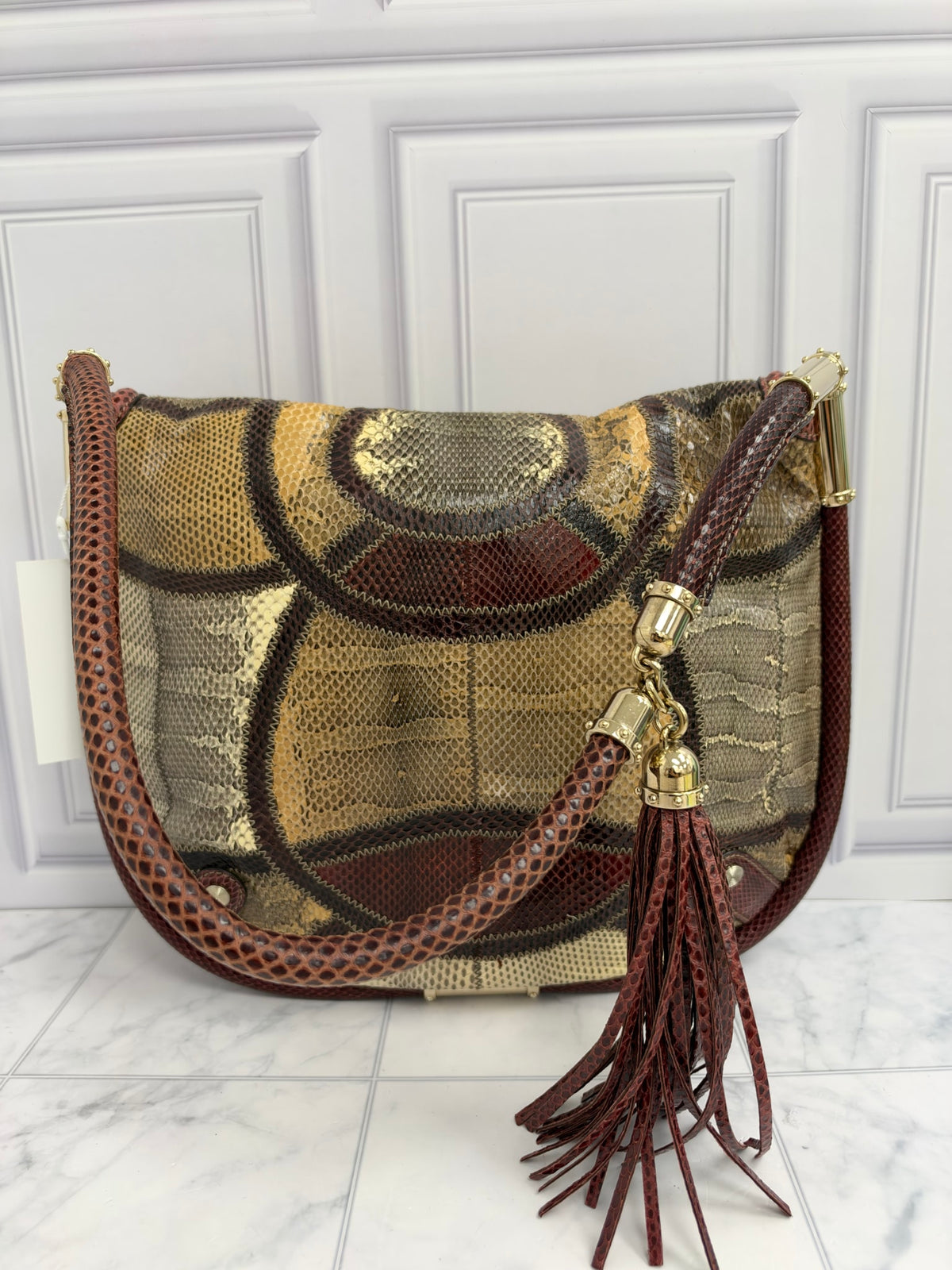 Gucci Multicolor Exotic Patchwork Britt Medium Shoulder Bag