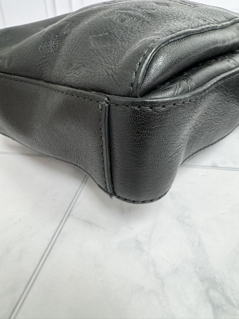 MCM Black Embossed Visetos Leather Klassic Crossbody Bag