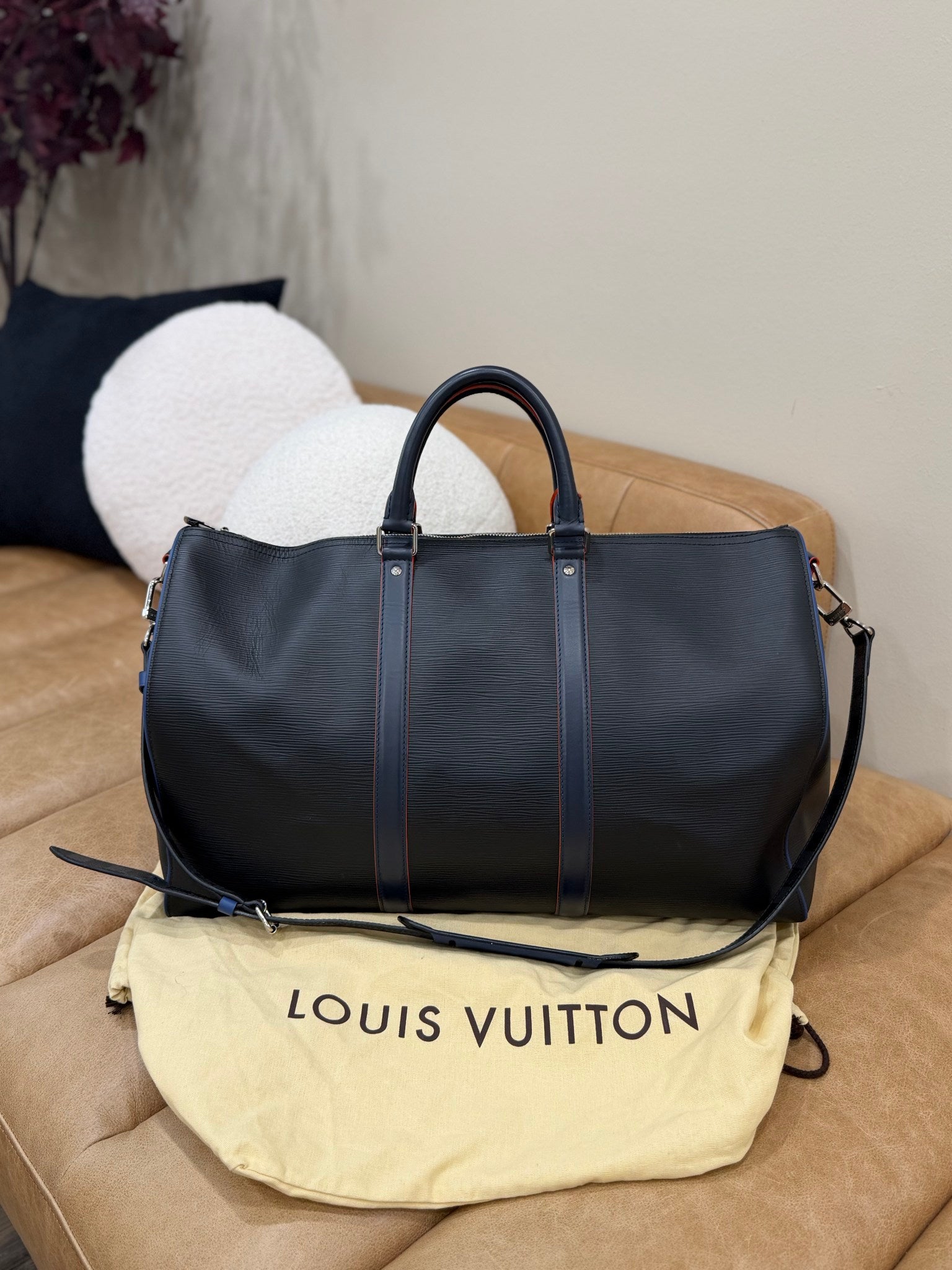 Louis Vuitton Black Epi & Damier Graphite Keepall 50 Bandouliere