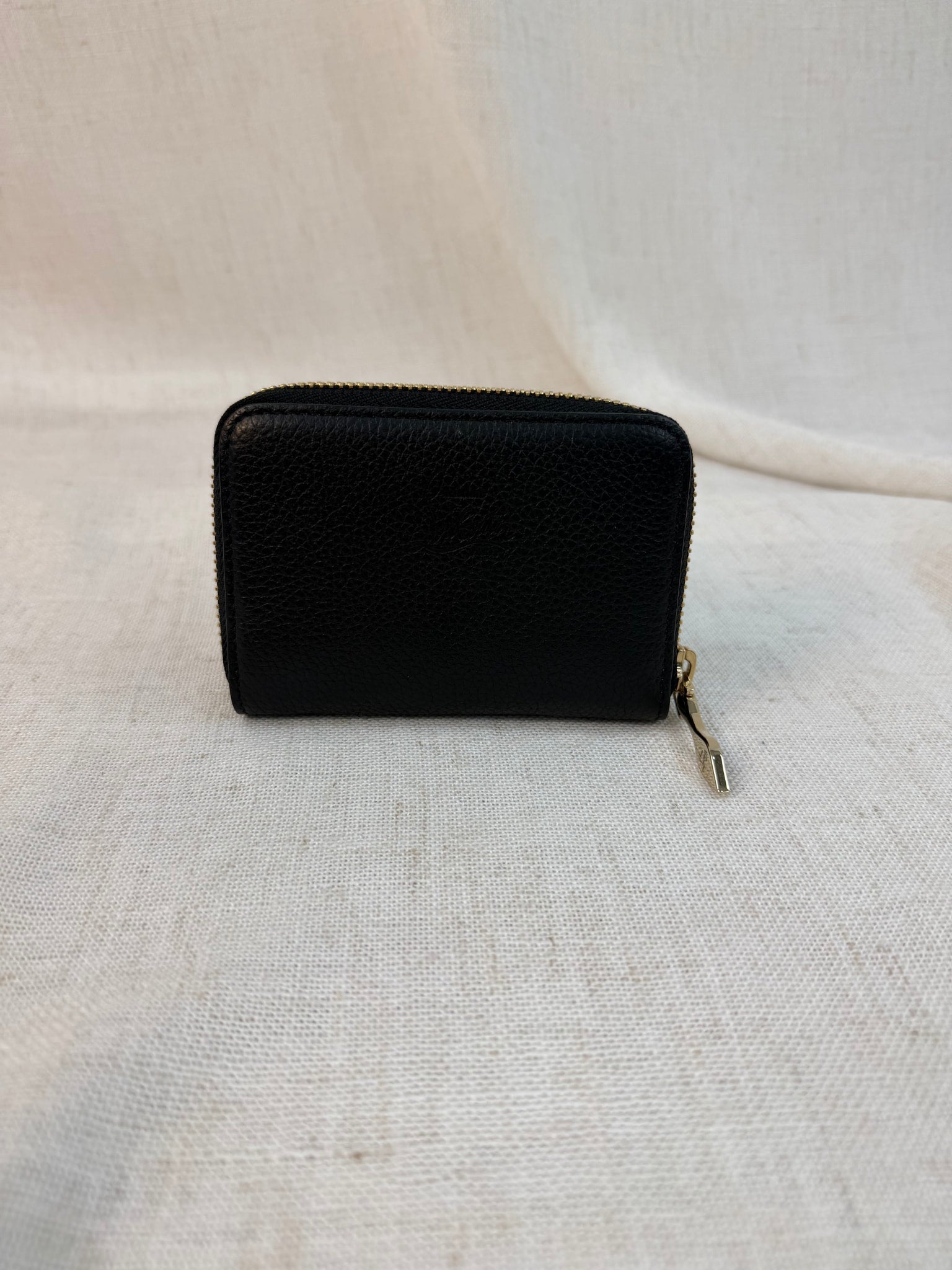 Christian Louboutin Black Leather Studded Compact Wallet