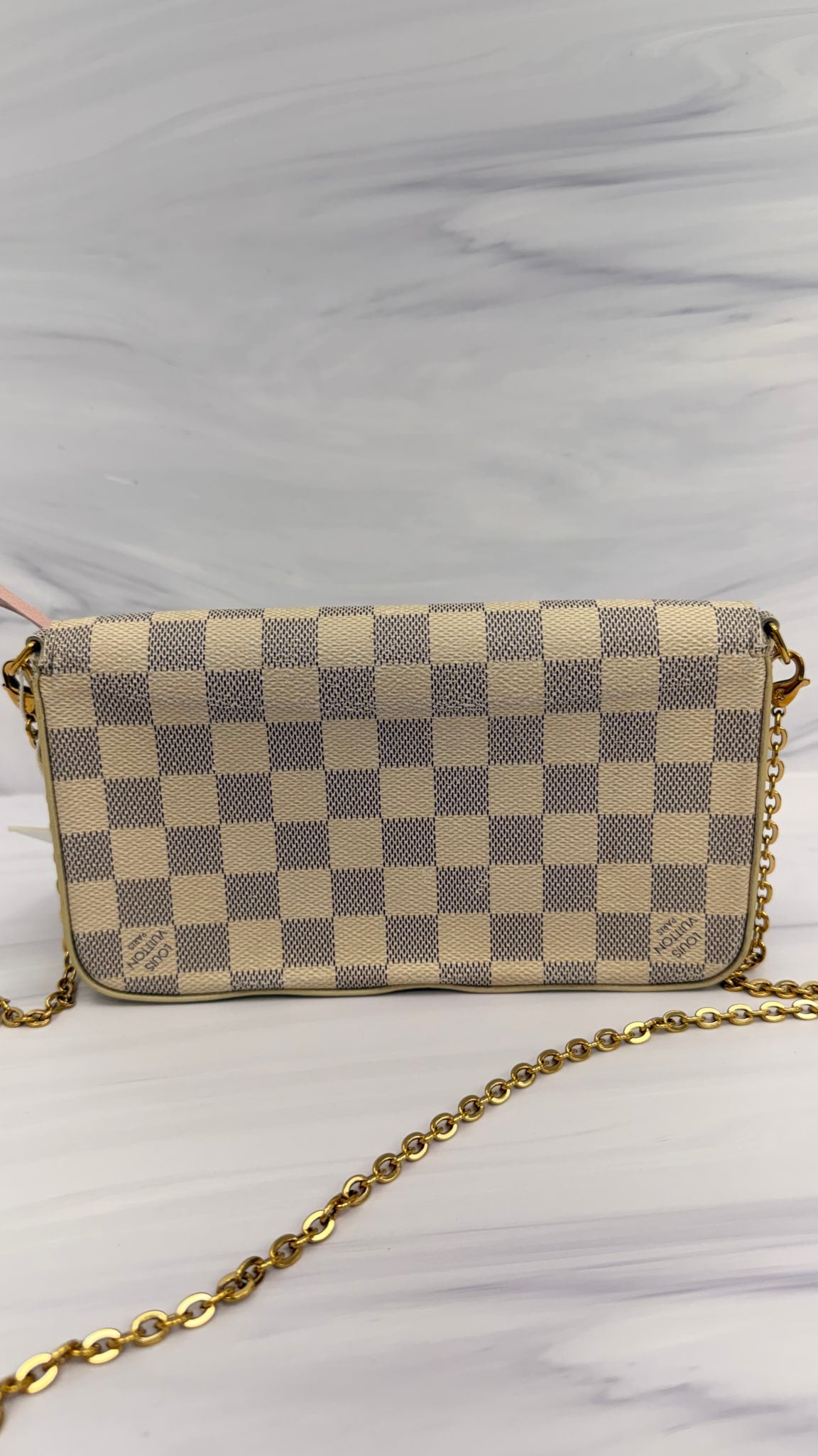 Louis Vuitton Damier Azur Pochette Felicie Chain Crossbody Bag