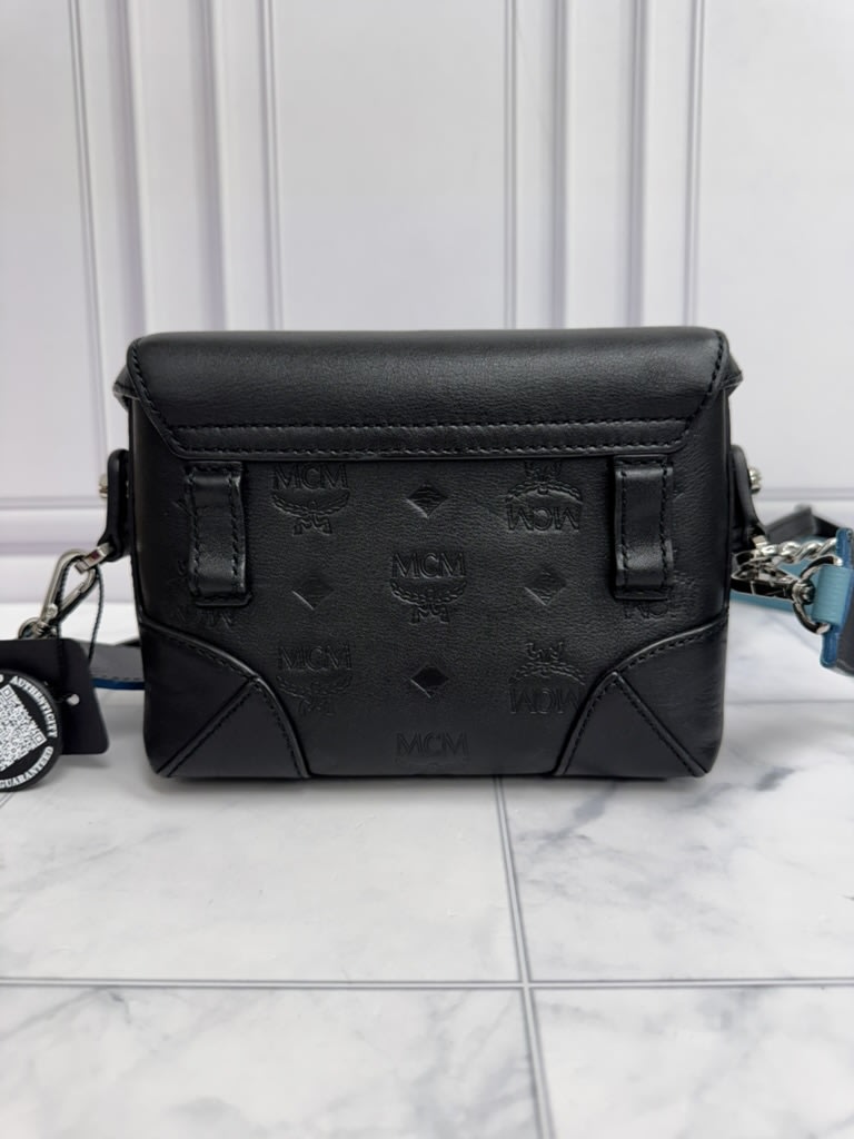 MCM Black Visetos Embossed Leather Soft Berlin 2Way Bag