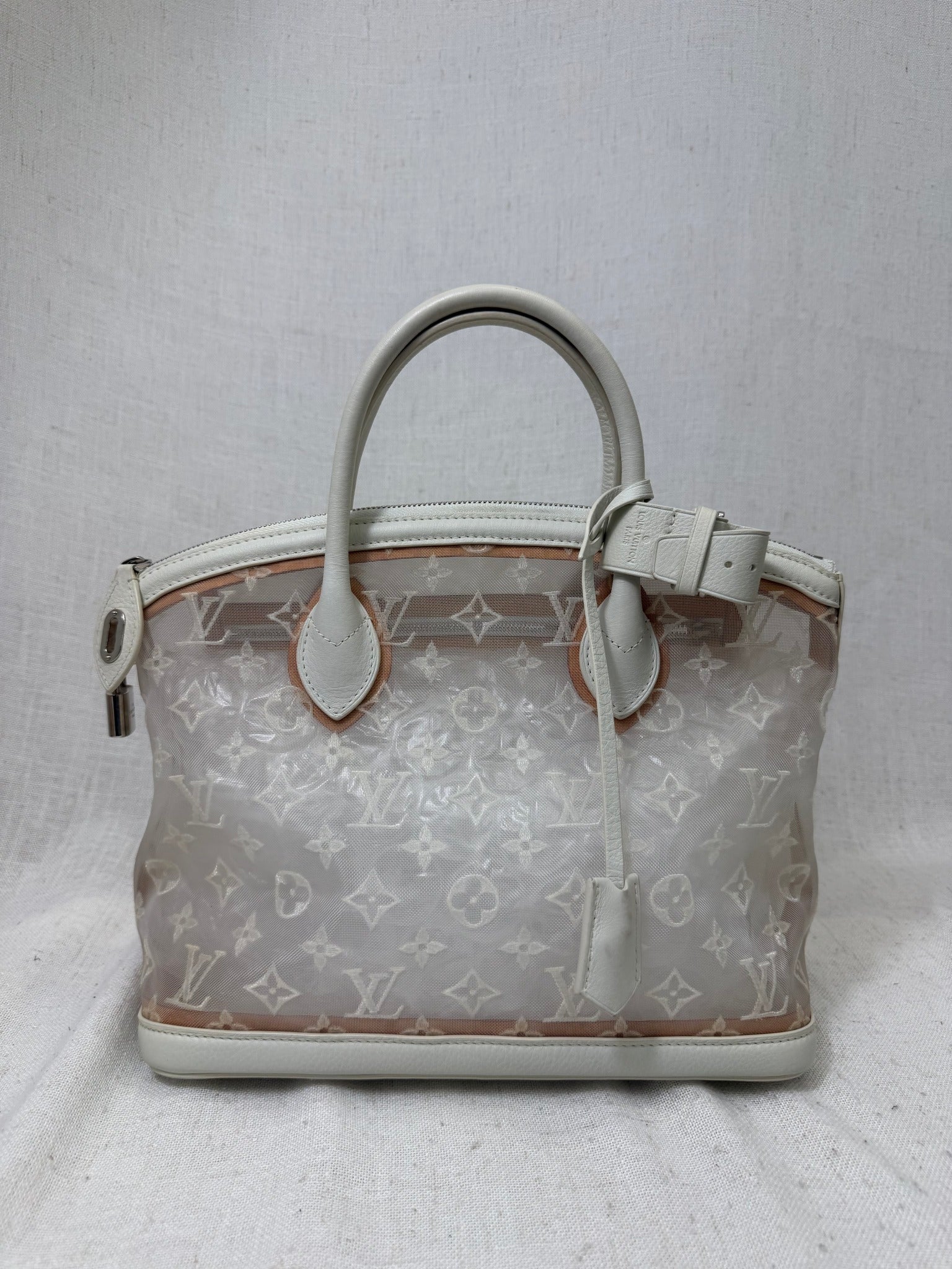 Louis Vuitton White Monogram Mesh Transparence Lockit Handbag