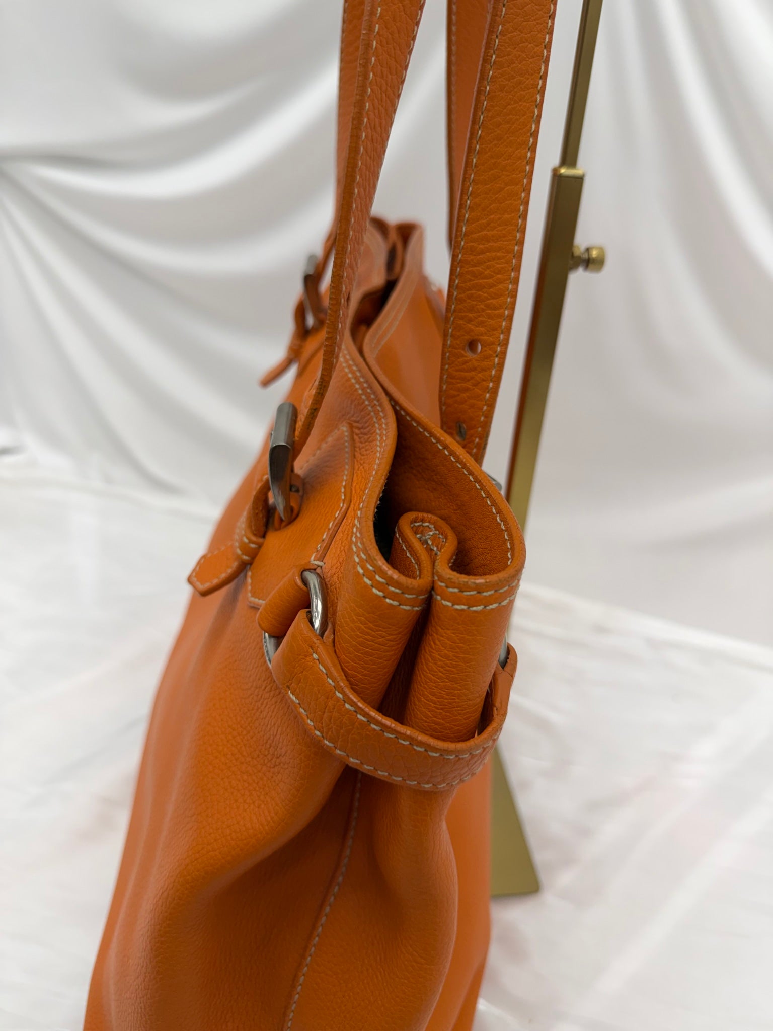 Prada Orange Leather Shoulder Tote