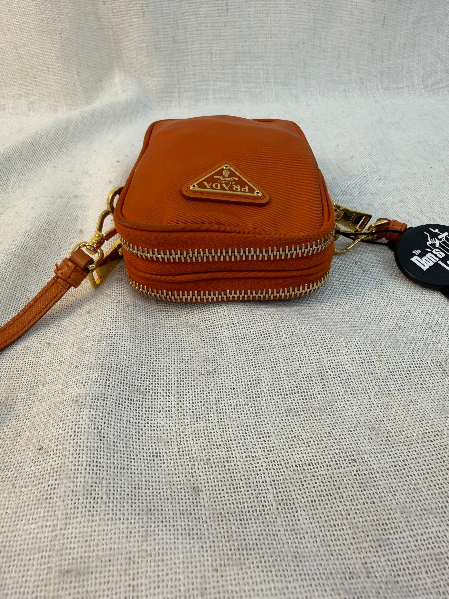 Prada Orange Nylon Tessuto Mini Crossbody Bag