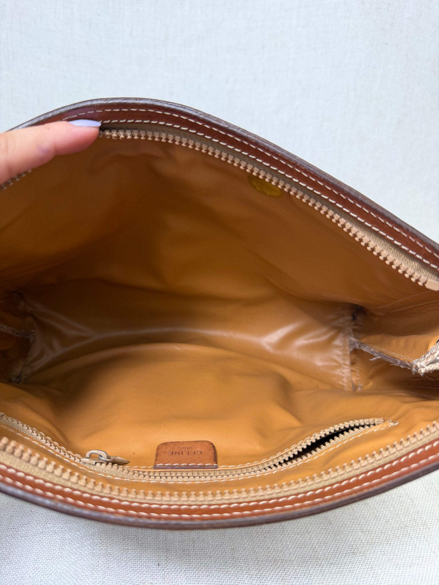 Celine Beige Coated Canvas Macadam Travel Pouch