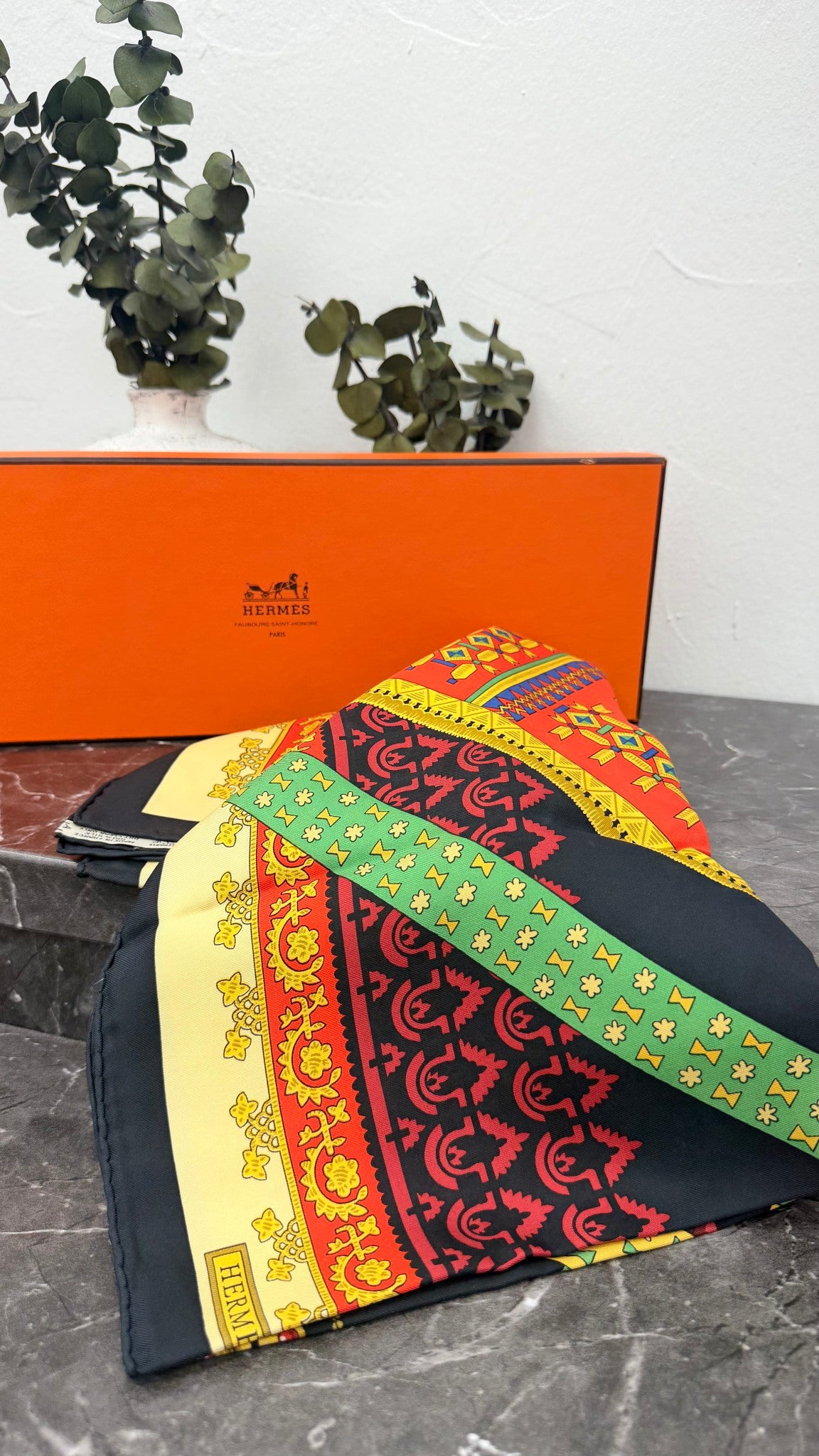 Hermes Multicolor Silk Brins d’or Carre 90 Scarf