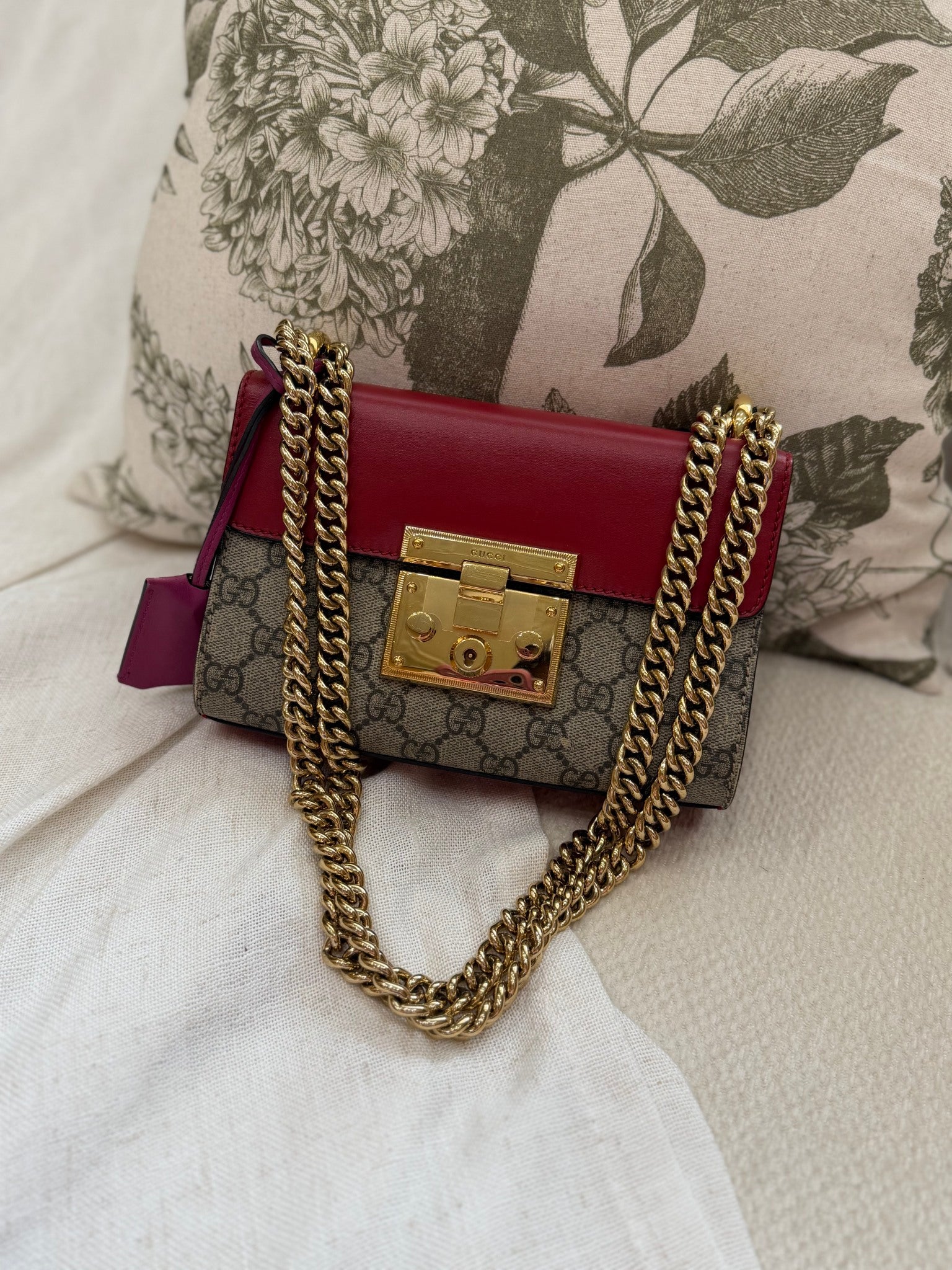 Gucci Tricolor Leather Padlock Chain Shoulder Bag
