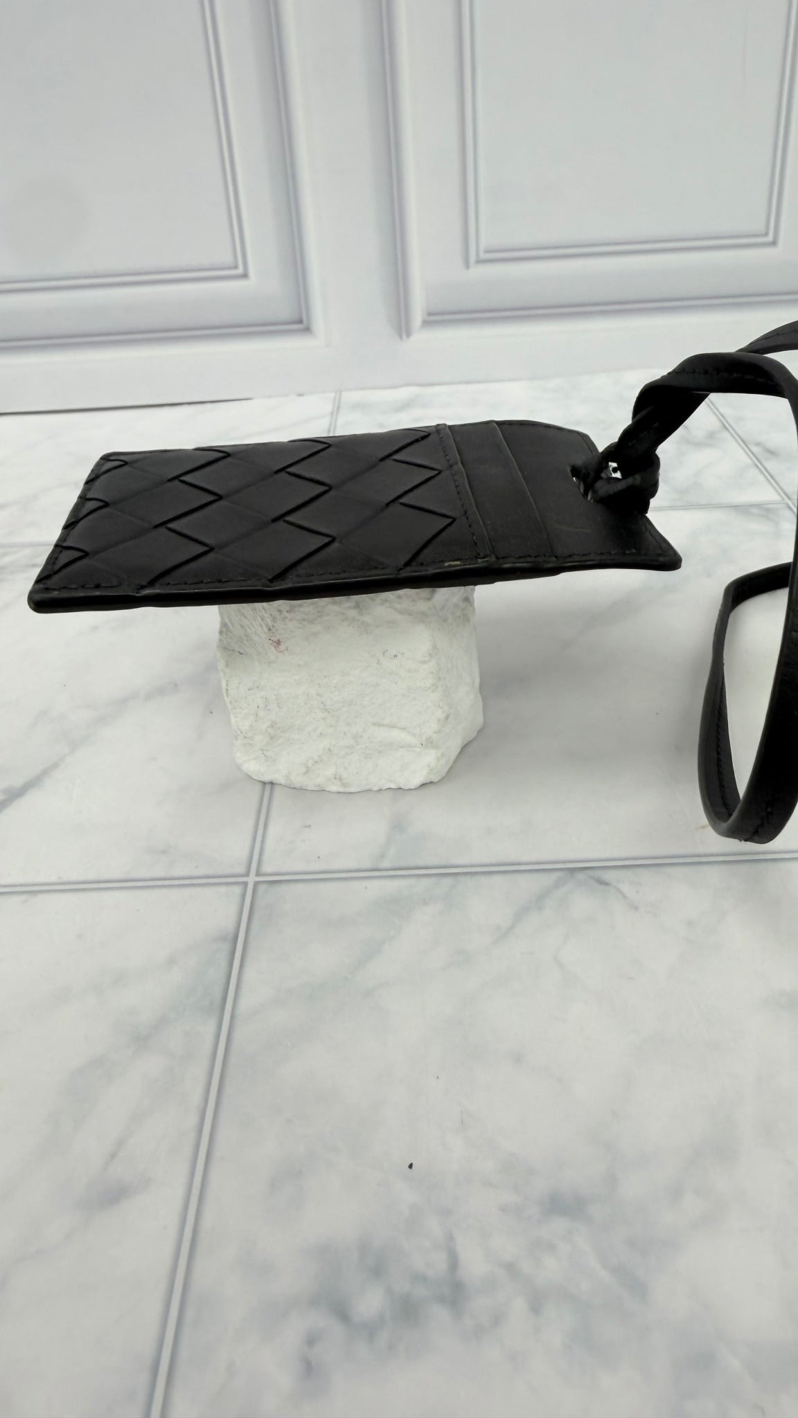 Bottega Veneta Black Intrecciato Leather Lanyard