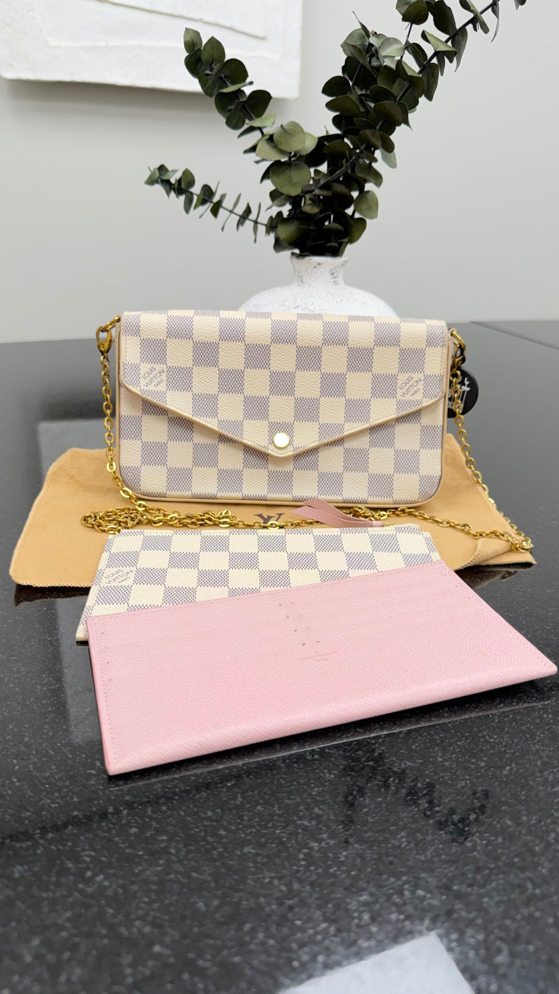 Louis Vuitton Damier Azur & Rose Ballerine Felicie Pochette