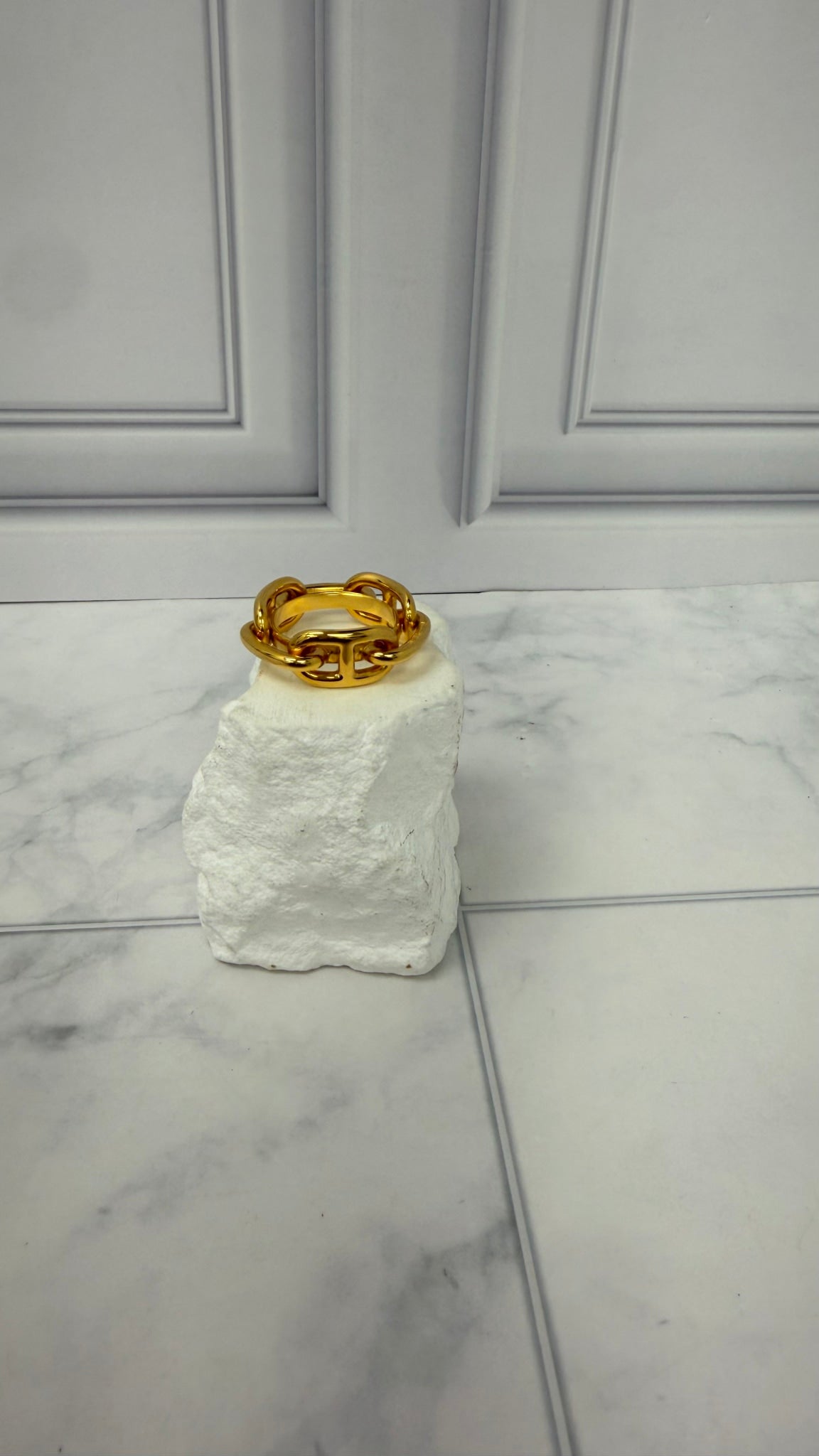 Hermes Gold Tone Chained Scarf Ring