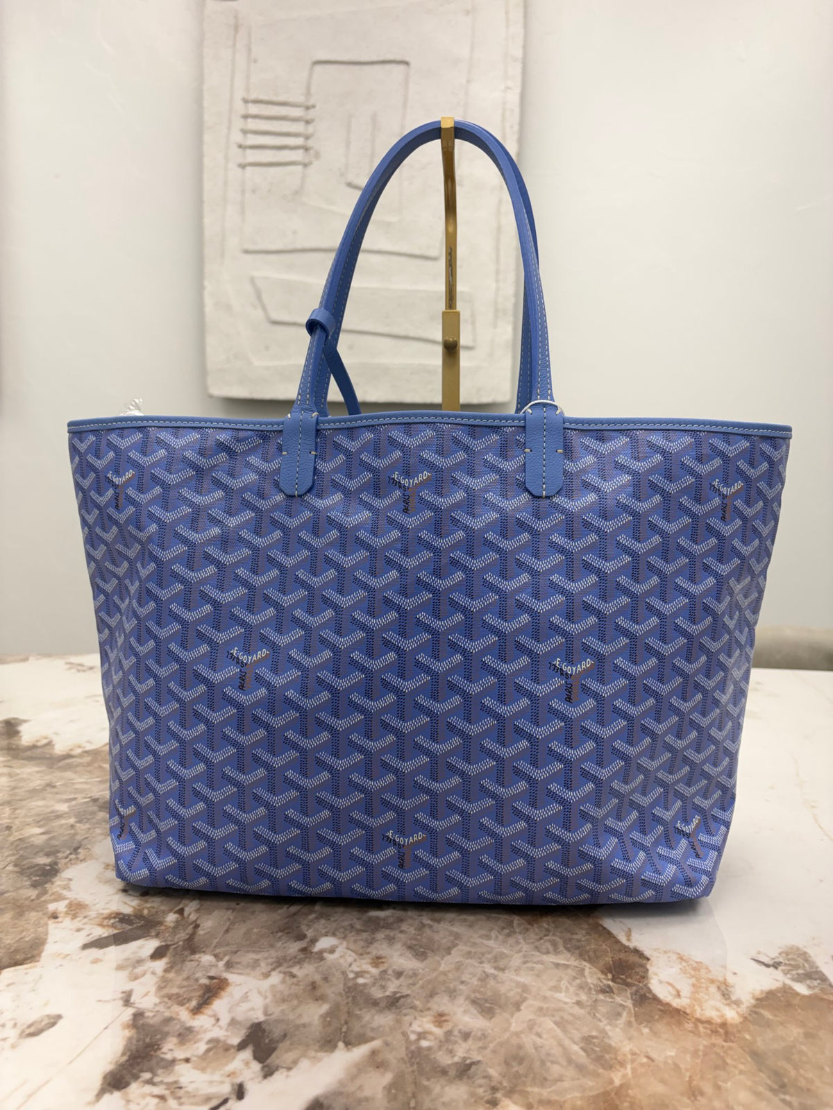 LIKE NEW - Goyard Blue Goyardine Coated Canvas Saint Louis PM Tote Bag