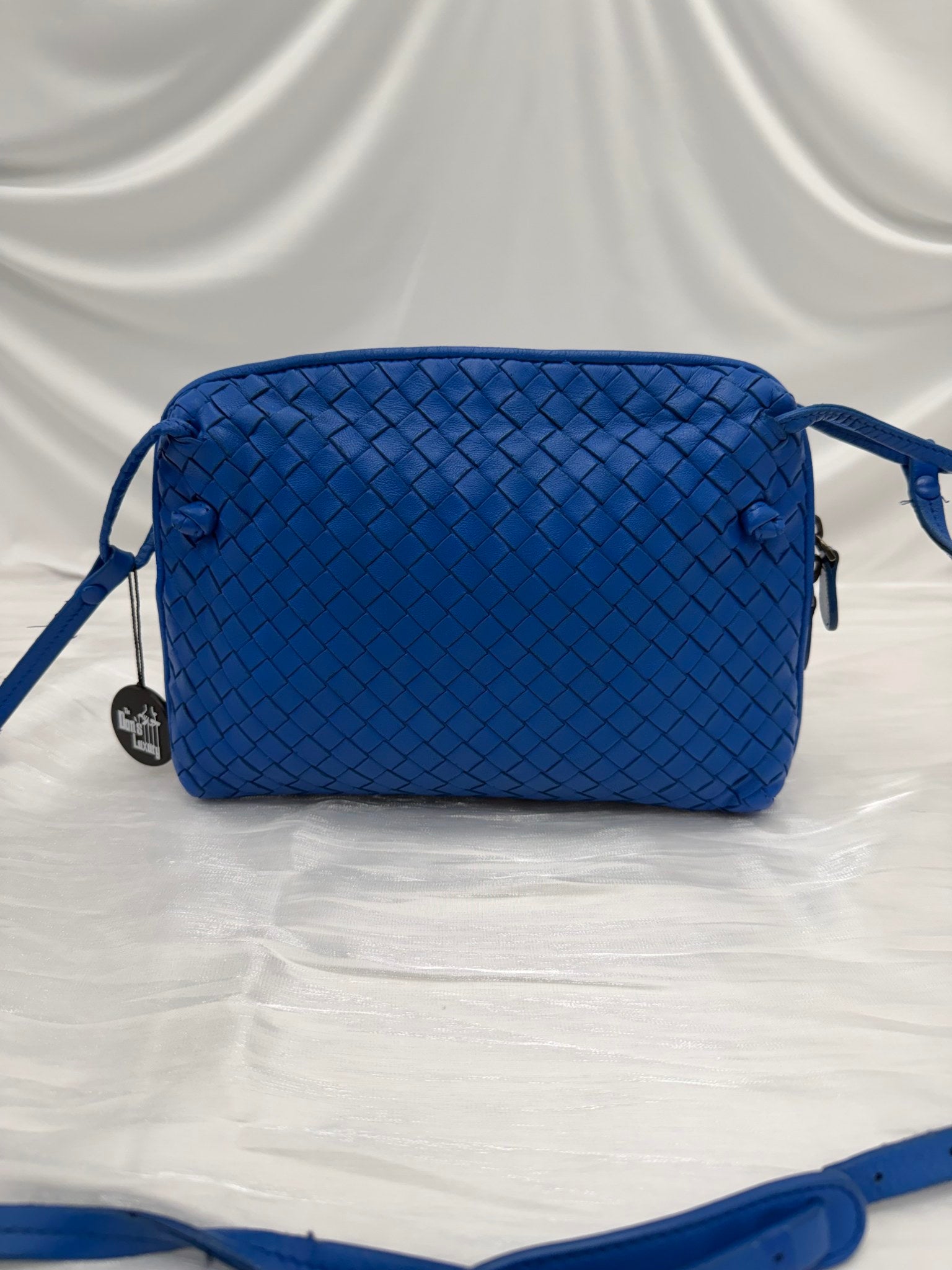 Bottega Veneta Blue Intrecciato Leather Nodini Crossbody