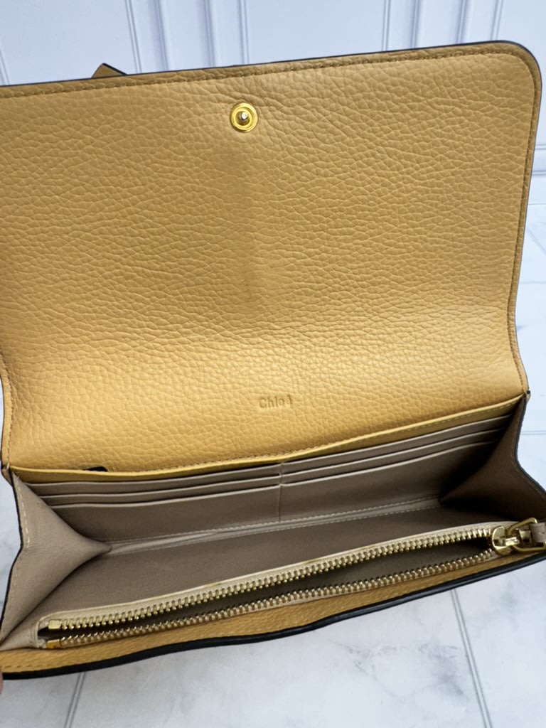 Chloe Beige Grained Leather Alphabet Long Wallet