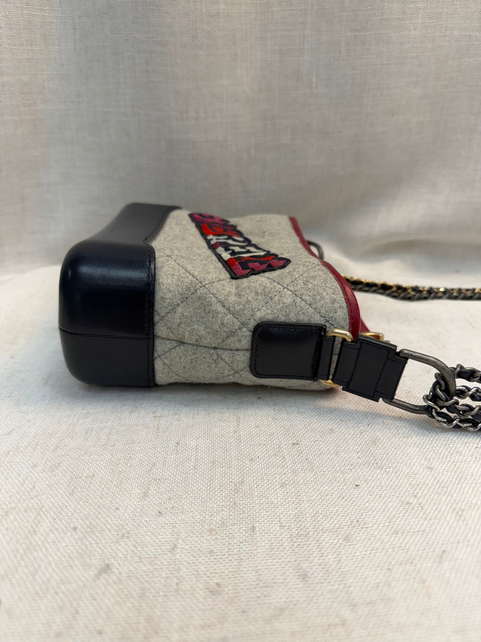 Chanel Grey Wool Gabrielle Small Hobo Bag