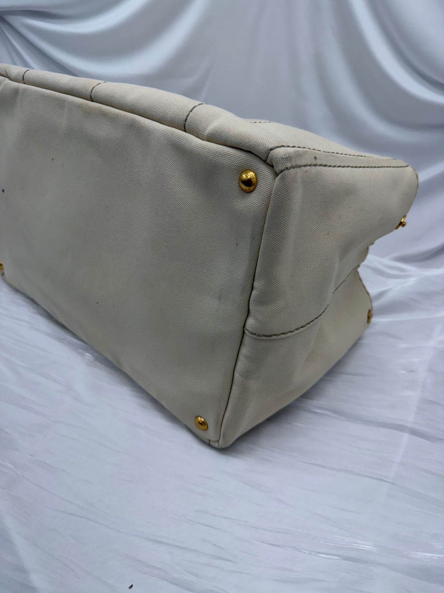 Prada Cream Canvas Large Canapa Handbag