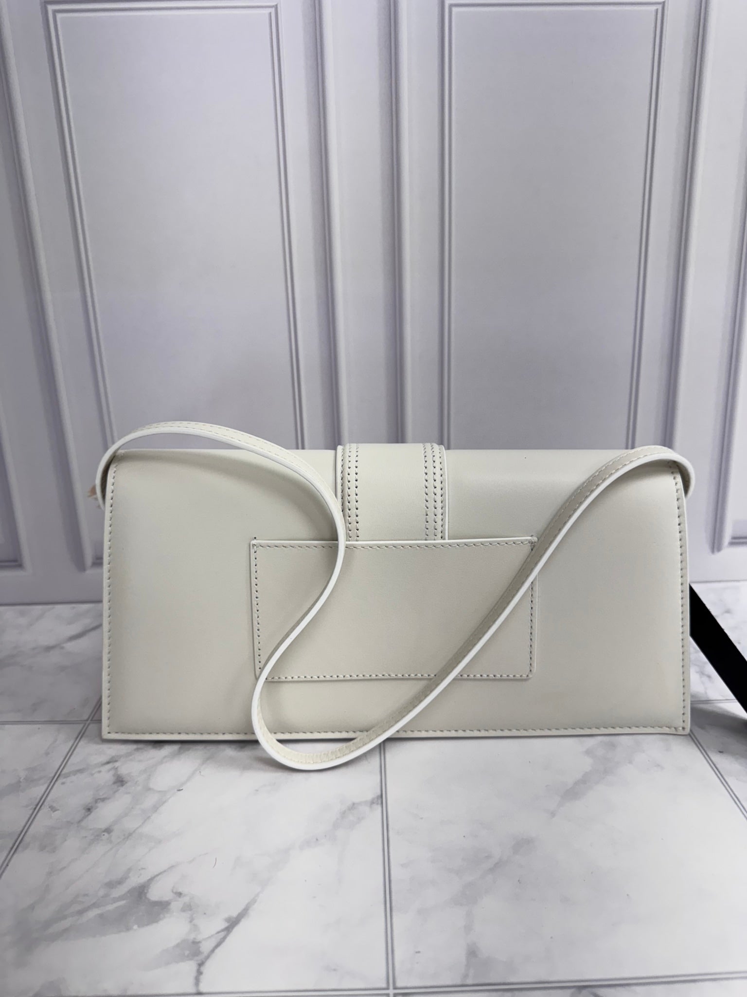 BRAND NEW Jacquemus White Leather Le Bambino Long Bag