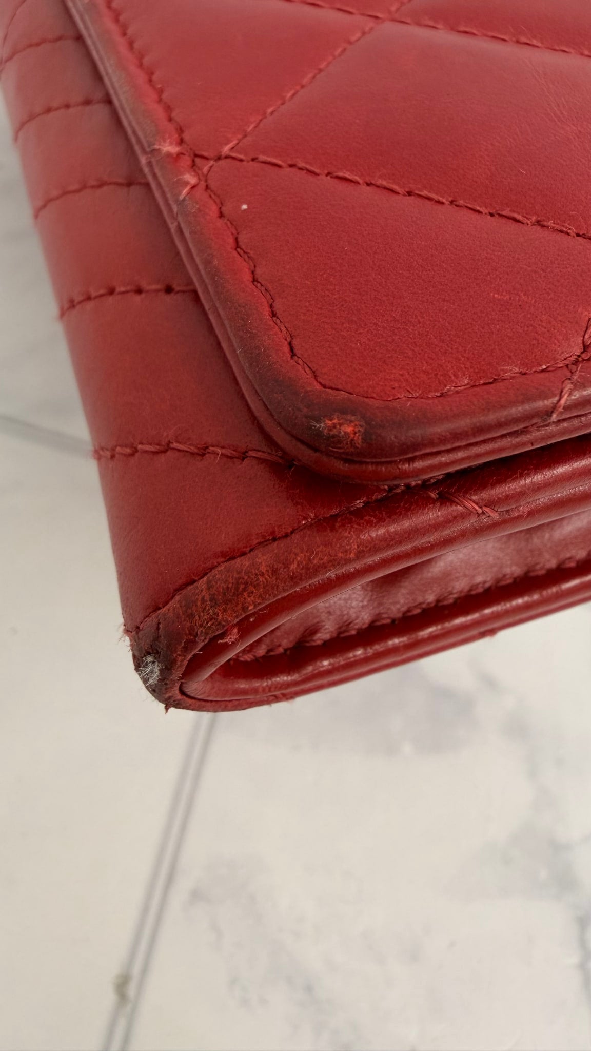 Chanel Red Quilted Lambskin Leather Coco Boy Wallet