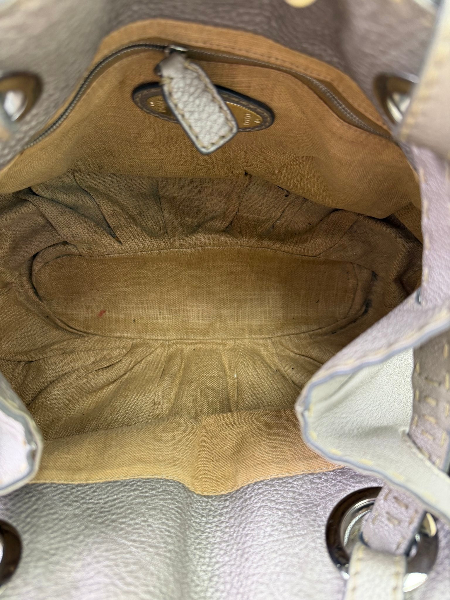 Fendi Grey Leather Pomodorino Buckle Tote