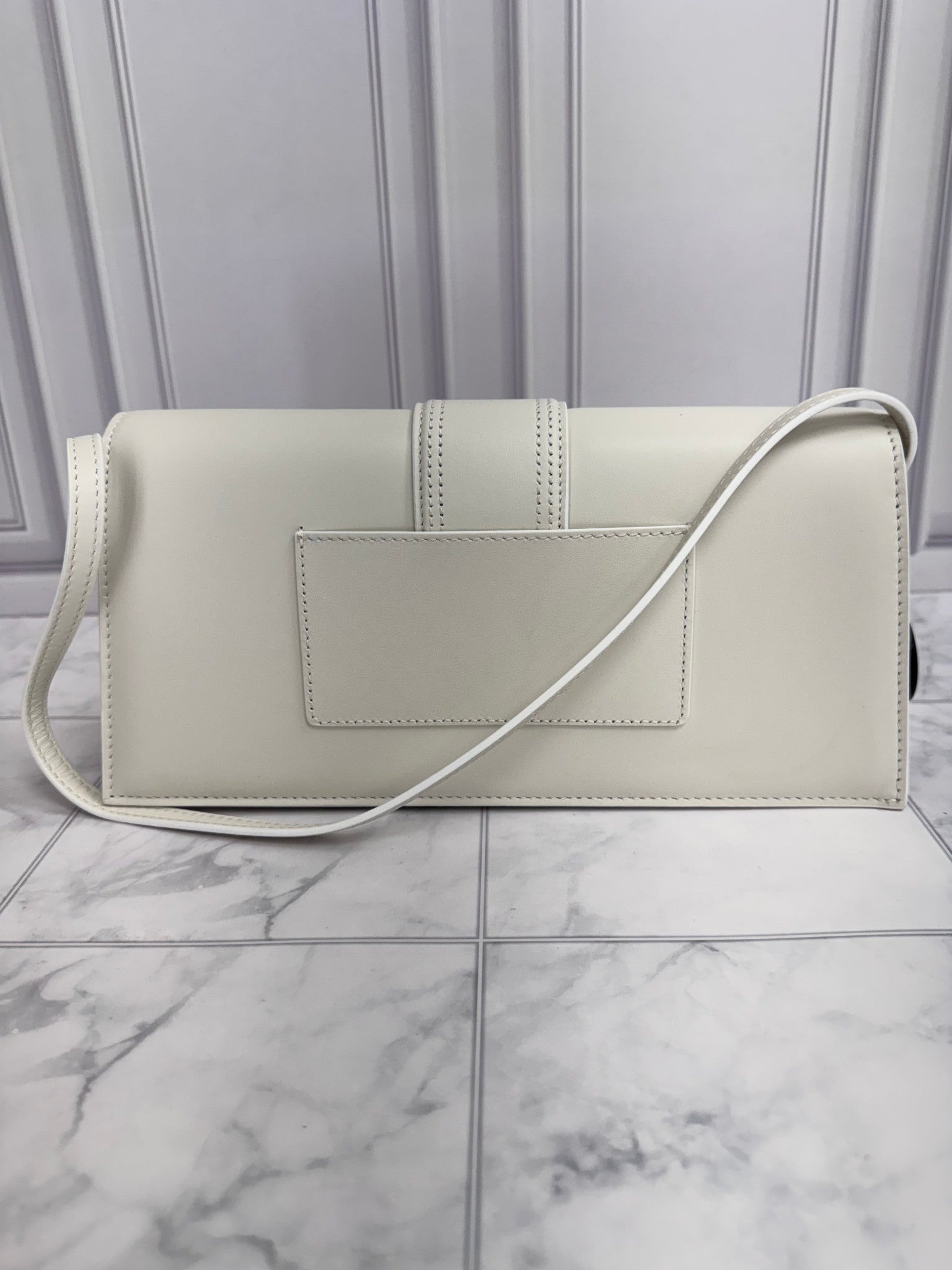 BRAND NEW Jacquemus White Leather Le Bambino Long Bag