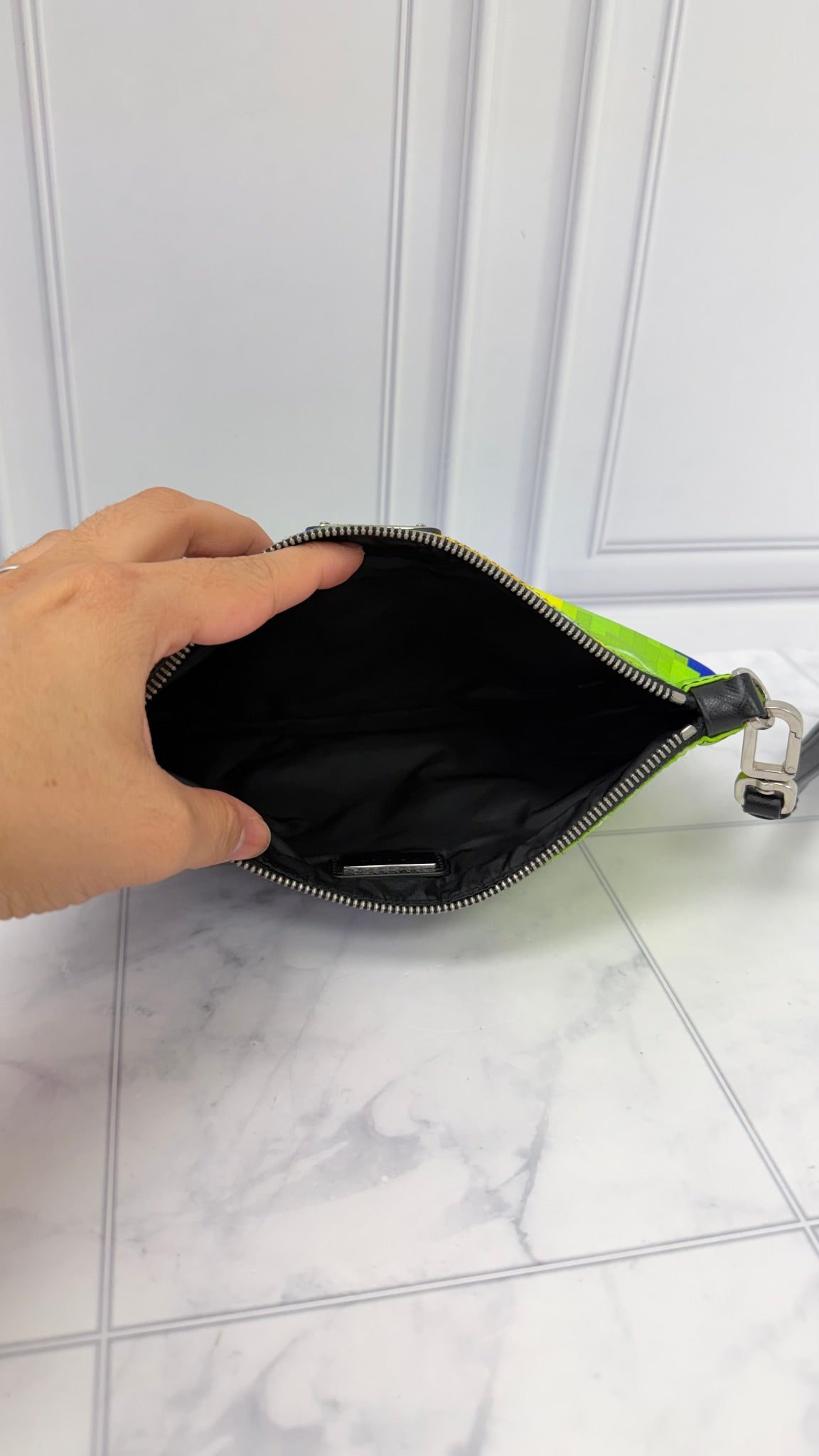 Prada Multicolor Nylon Geometric Wristlet Pouch