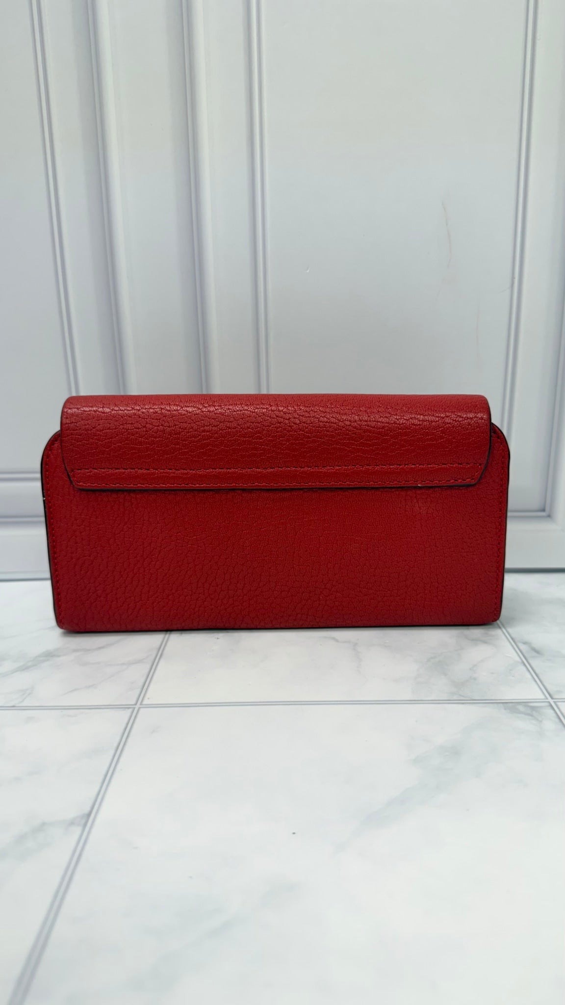 Chloe Red Grained Leather Drew Long Wallet