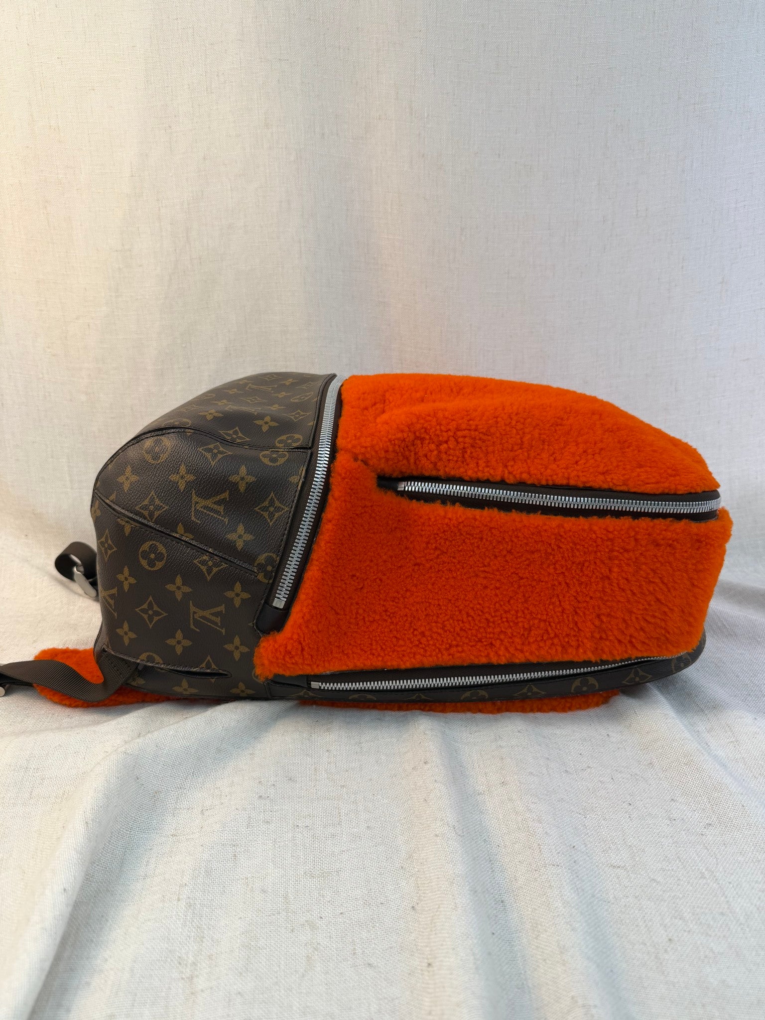 Louis Vuitton x Marc Newson Monogram And Bright Orange Shearling Backpack