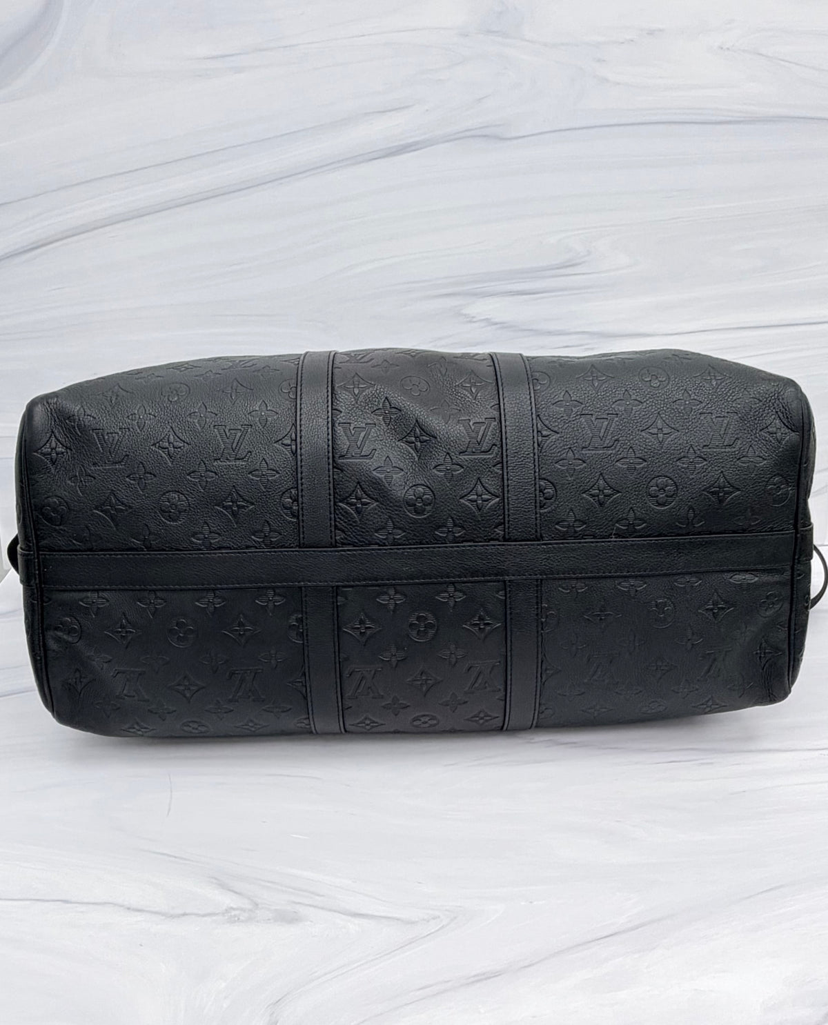 Louis Vuitton Black Monogram Shadow Keepall Bandouliere 50 Duffle Bag