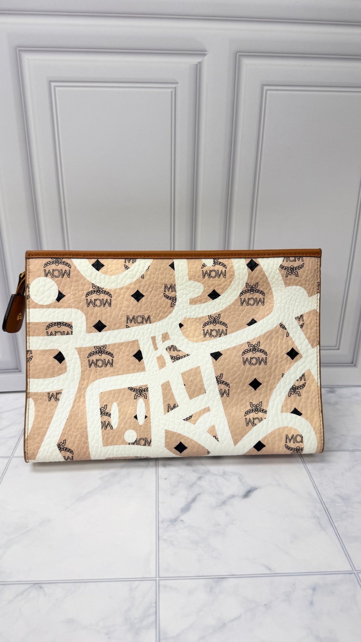 MCM x Eddie Kang Beige Visetos Canvas Clutch