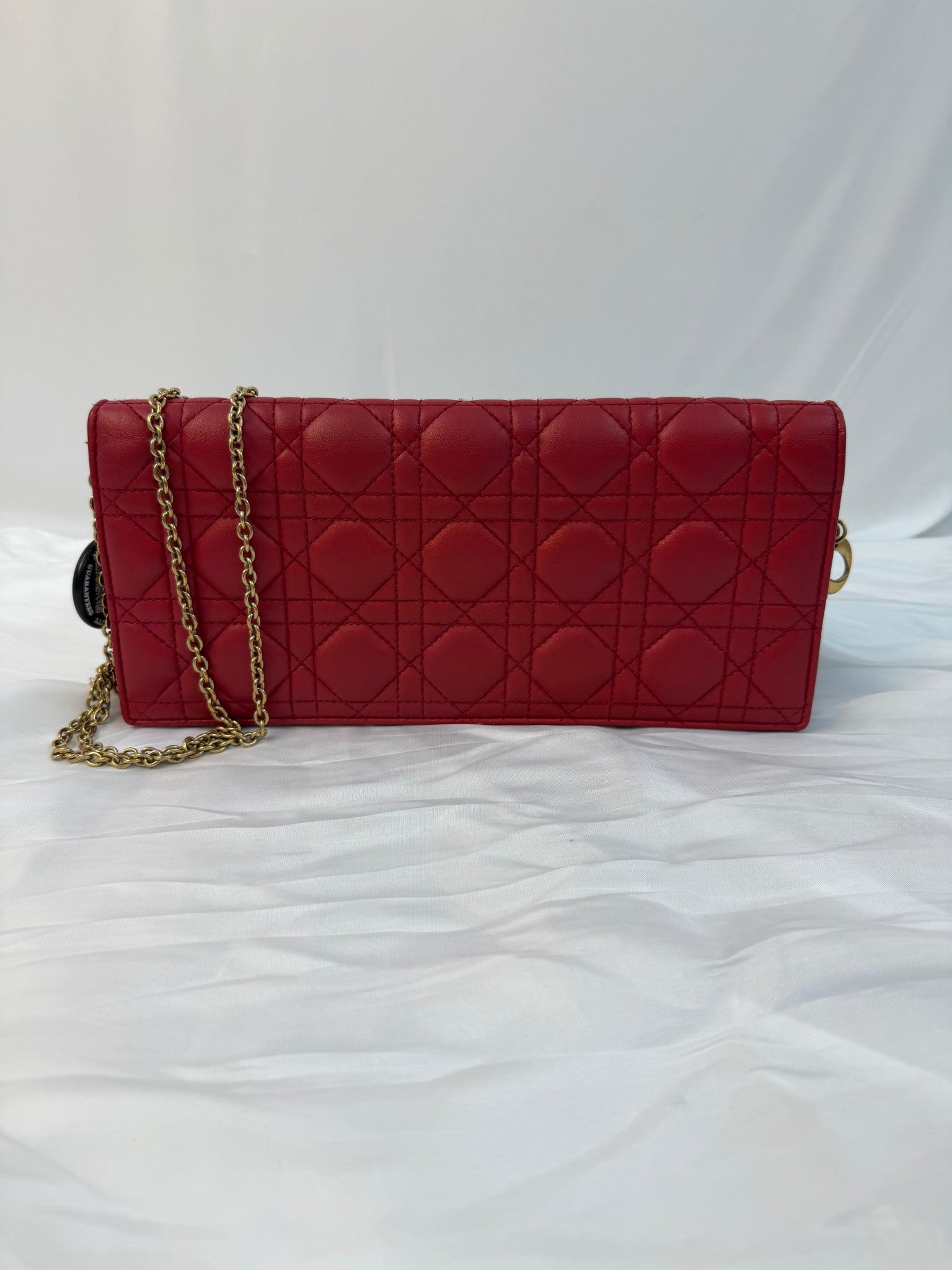 Christian Dior Red Leather Voyageur Wallet On Chain