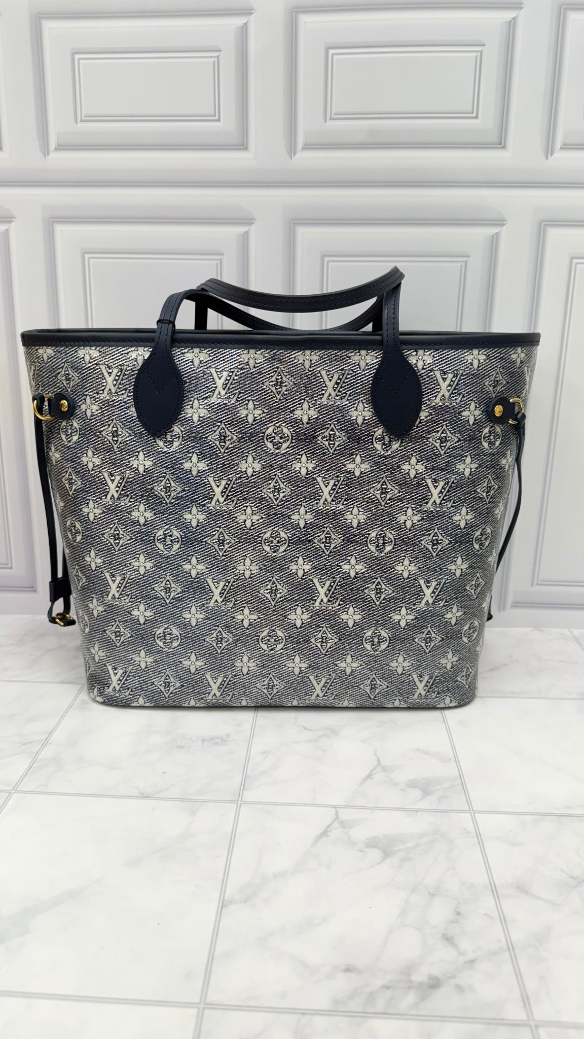 Louis Vuitton Blue Jacquard Coated Canvas Neverfull MM