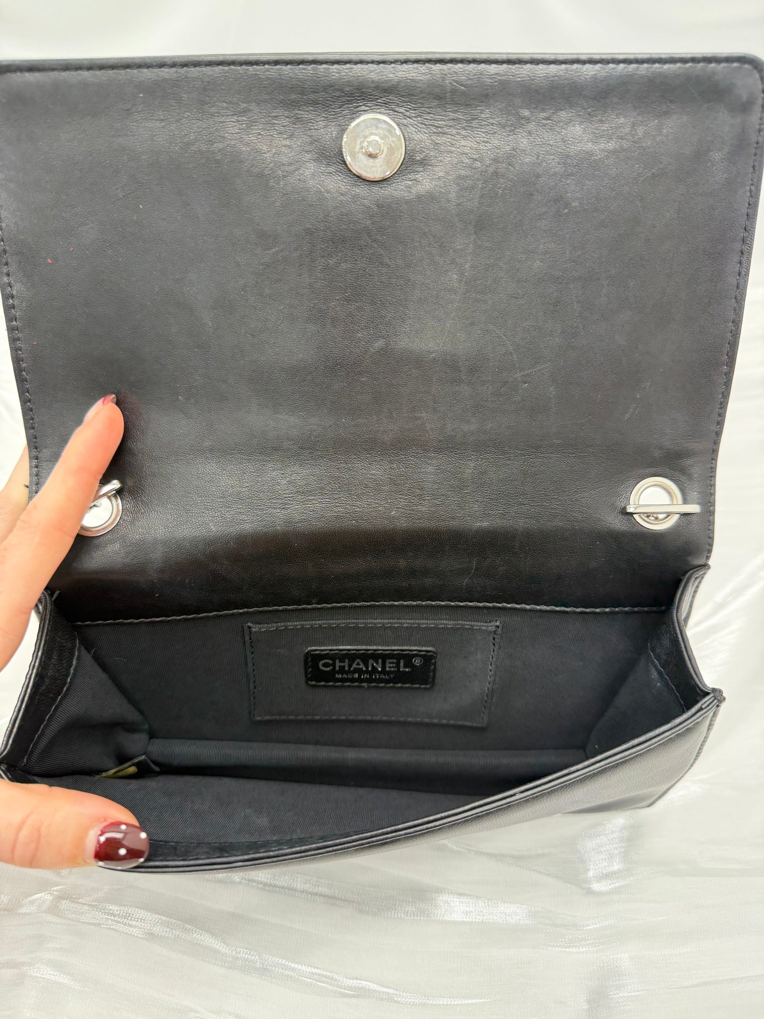 Chanel Black & White Plexiglass & Patent Leather Brick Boy Bag