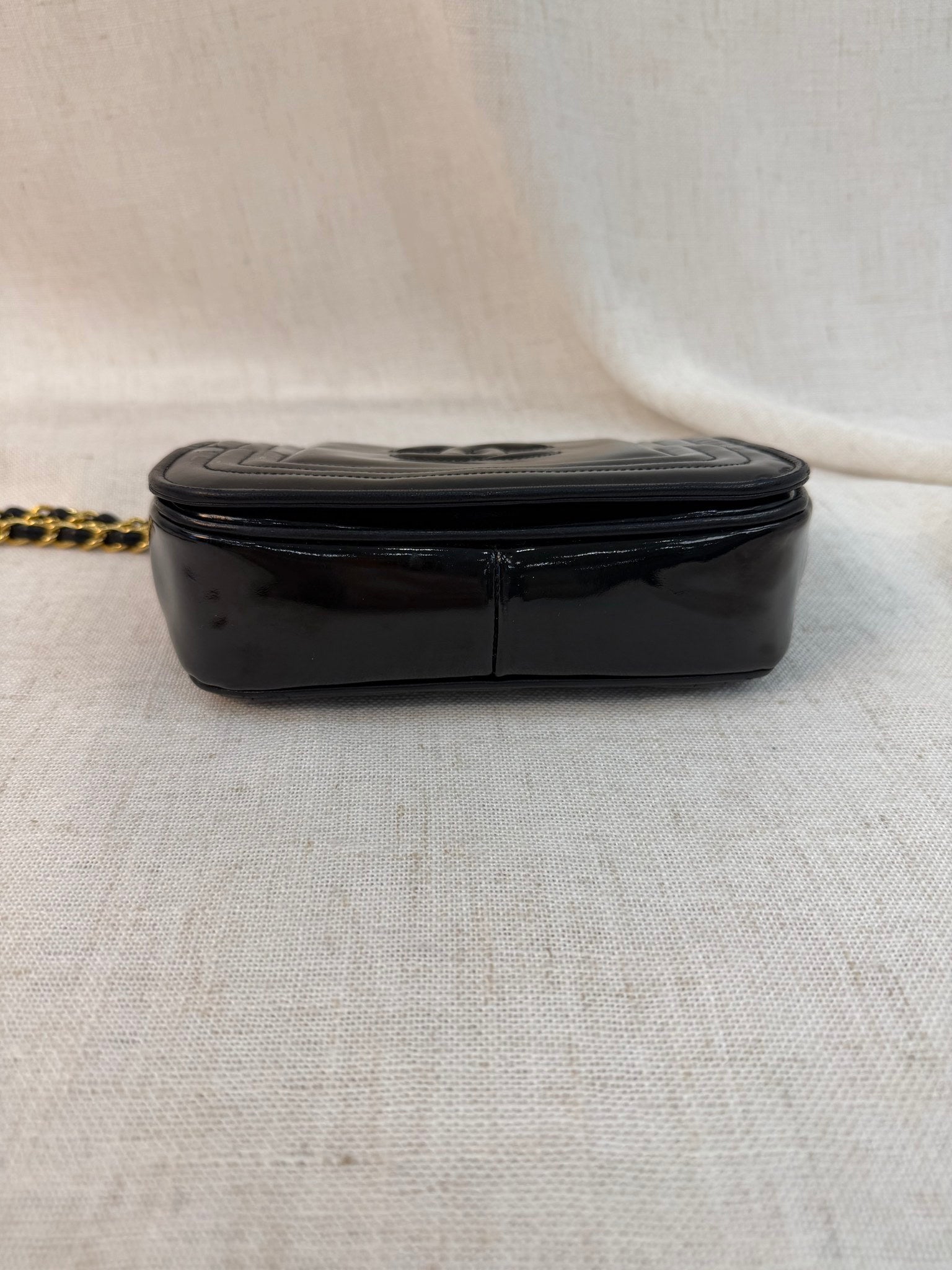 Chanel Black Patent Leather Single Flap Mini Crossbody Bag
