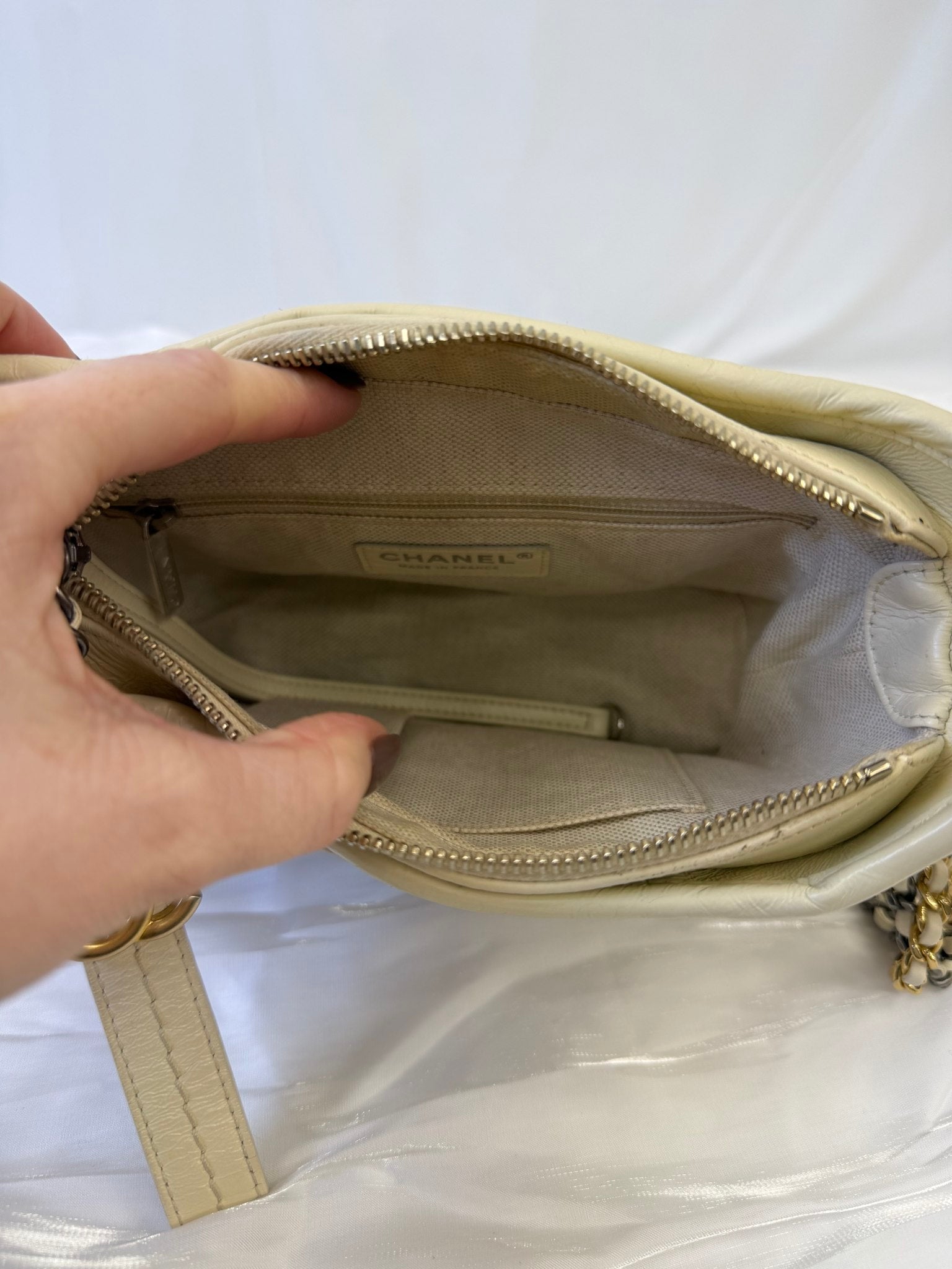 Chanel Beige Tweed Small Gabrielle Hobo Bag