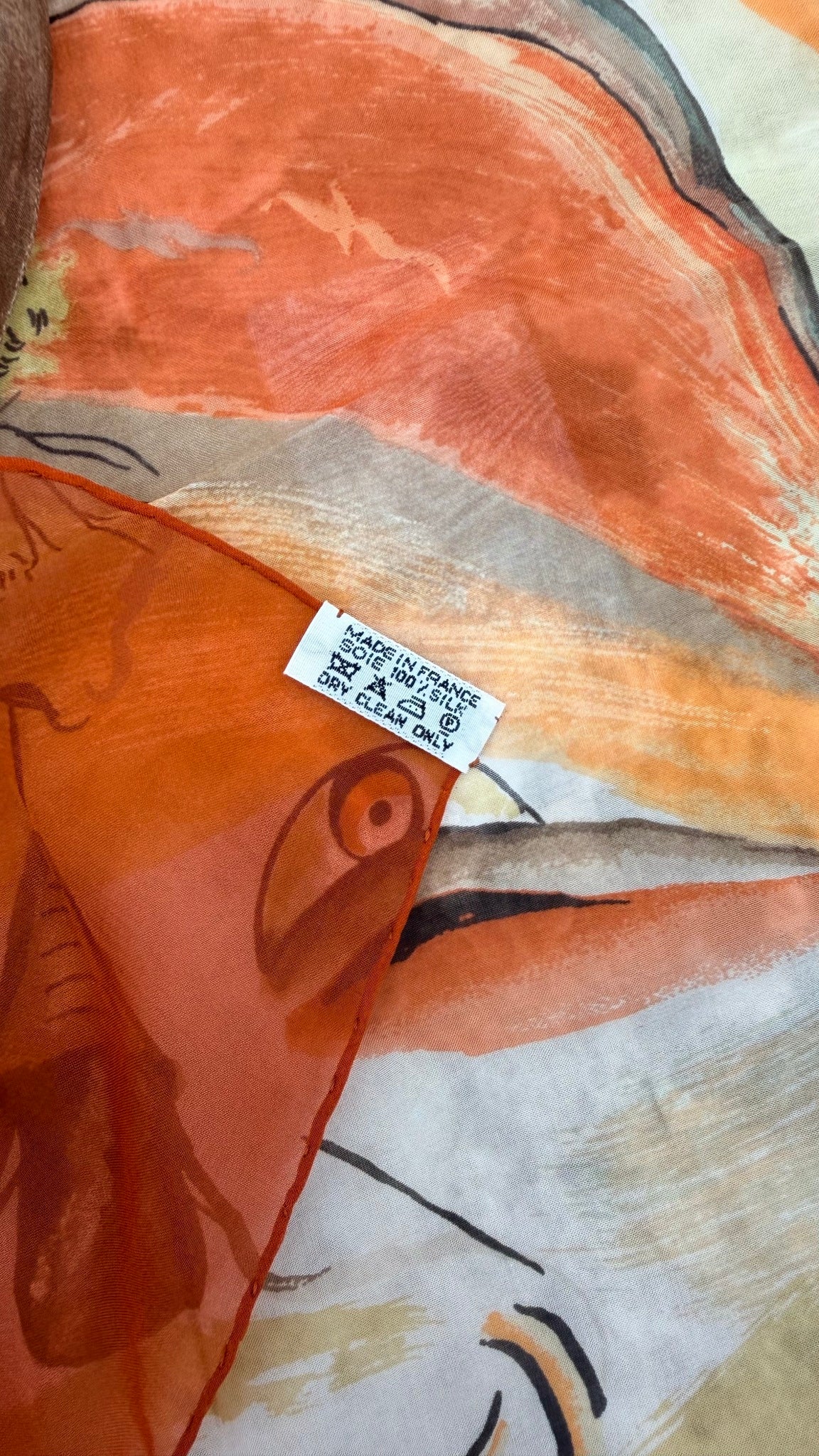 Hermes Orange Silk Smiles In Third Millenary Carre 90 Scarf