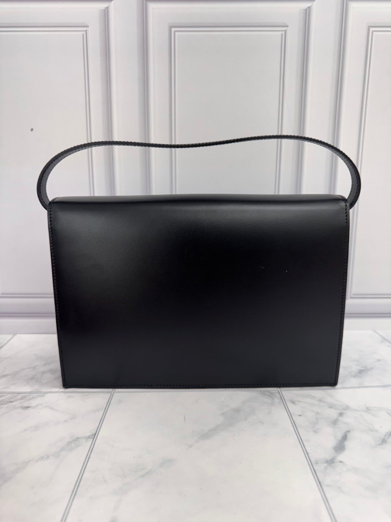 Cartier Black Leather Panthere Double De Cartier Small Top Handle Bag