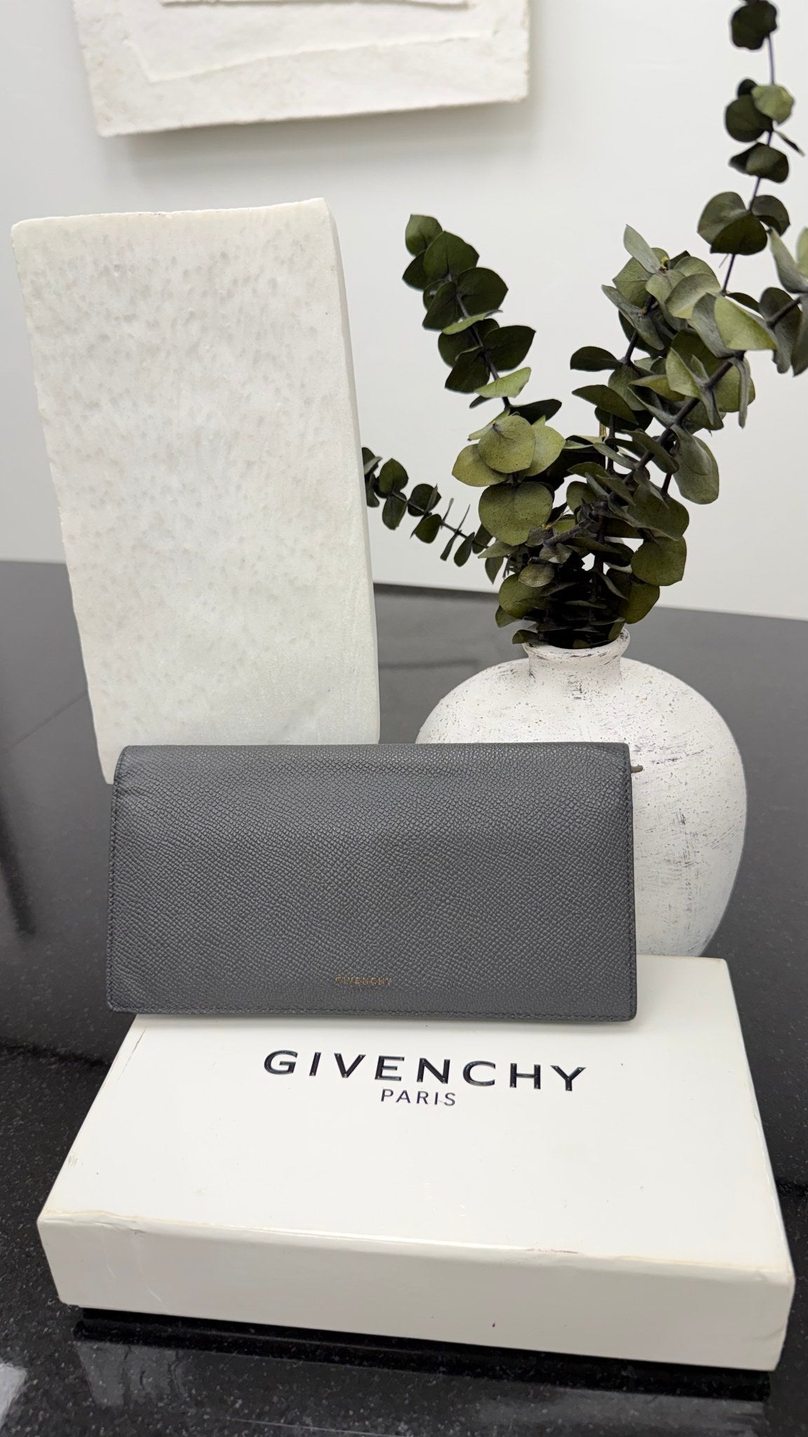 Givenchy Grey Leather Long Bifold Wallet