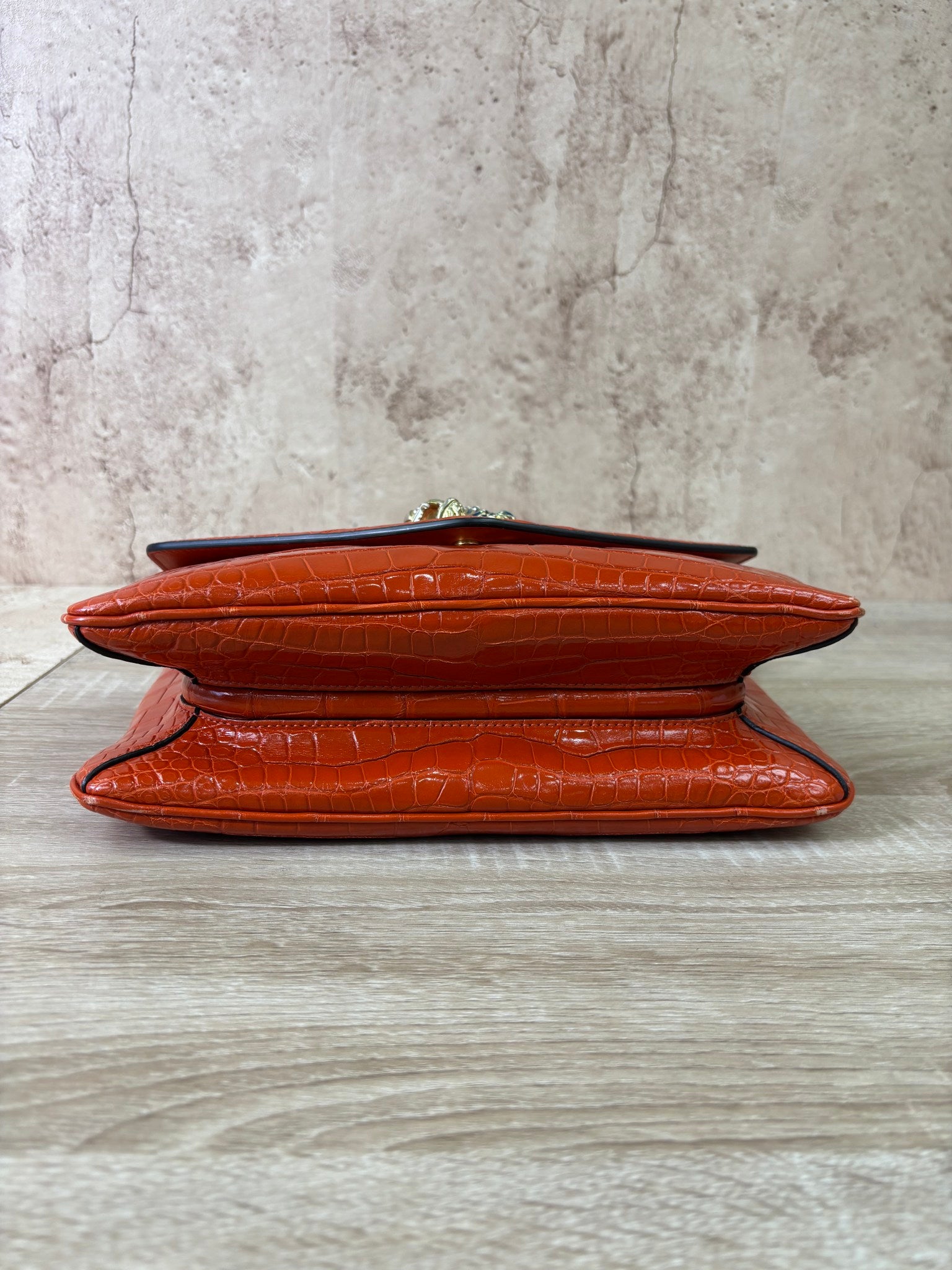 Gucci Orange Crocodile Raja Shoulder Bag