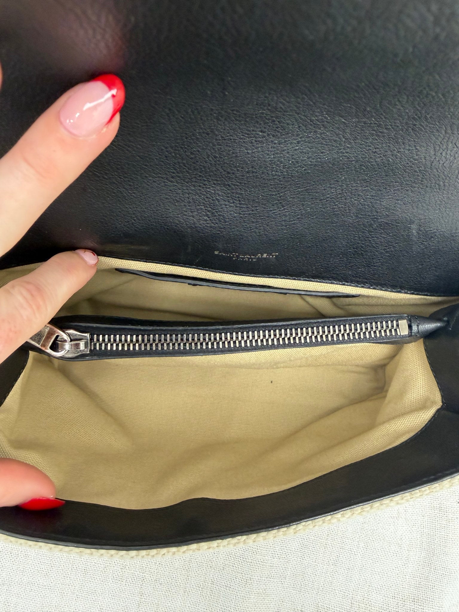 Saint Laurent YSL Limited Edition Beige Berber Canvas College Monogrammed Bag