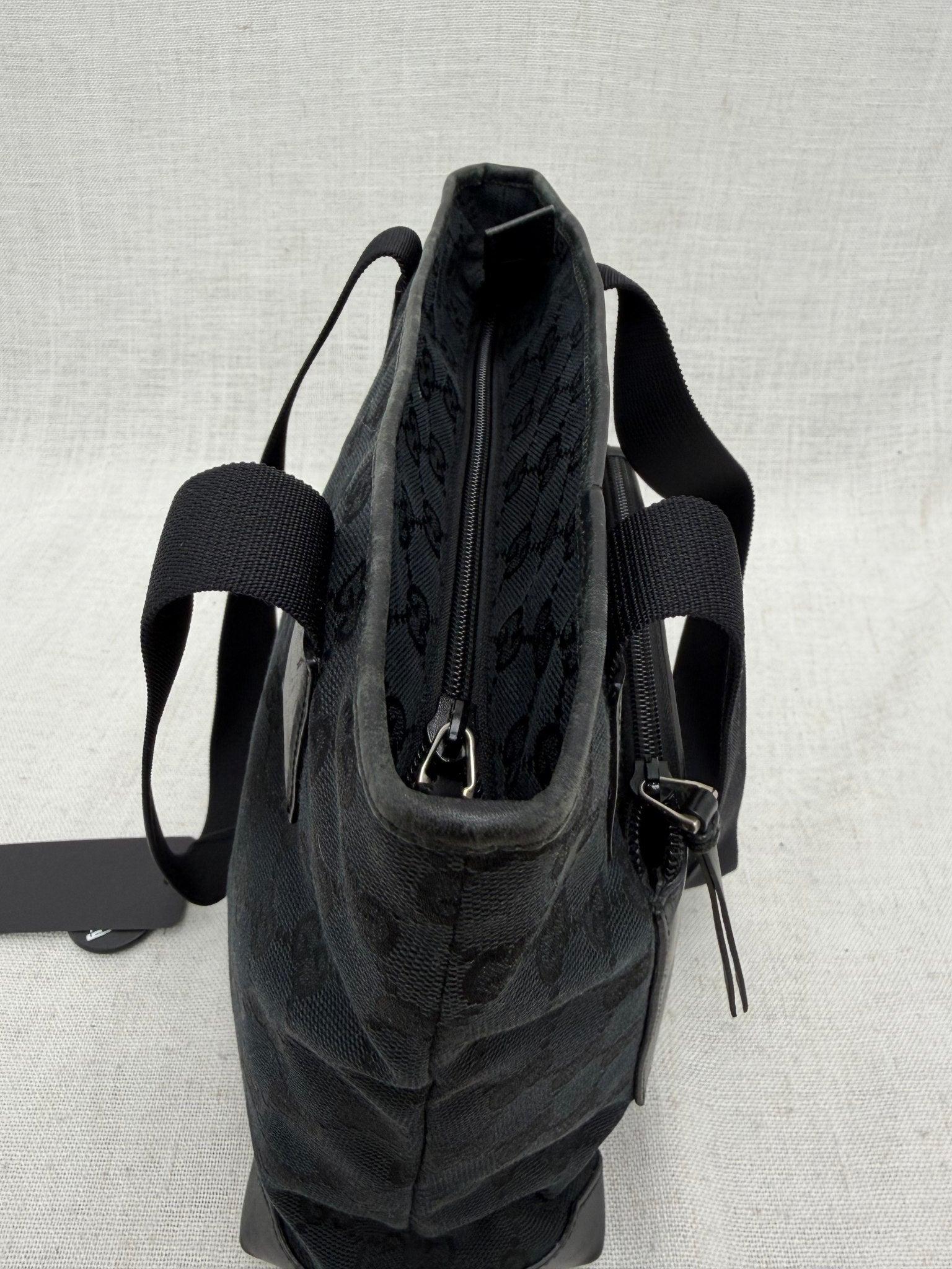 Gucci Black GG Canvas & Leather Tote Bag