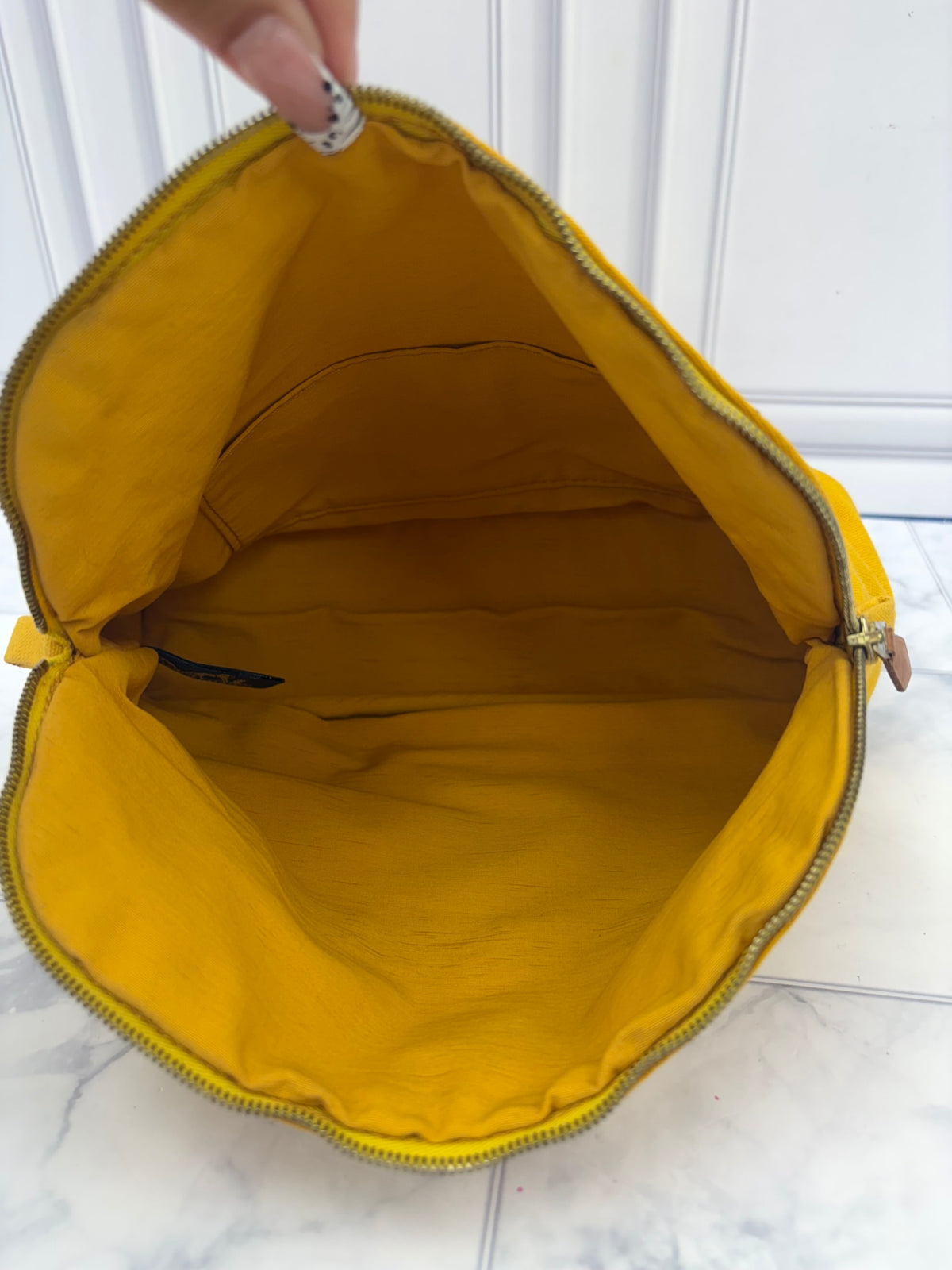 Hermes Yellow Canvas Bolide Pouch 30