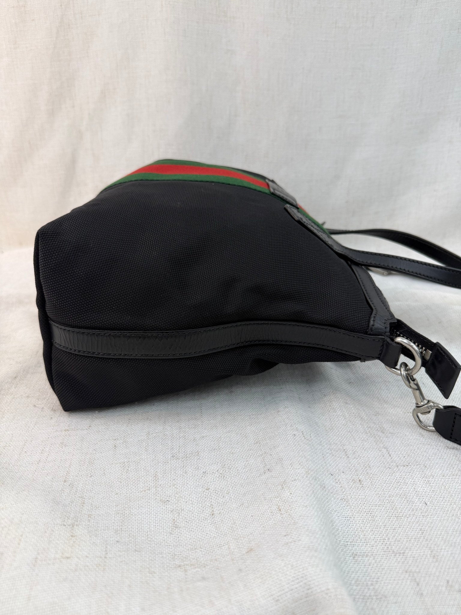 Gucci Black Canvas And Web Two Way Messenger Bag