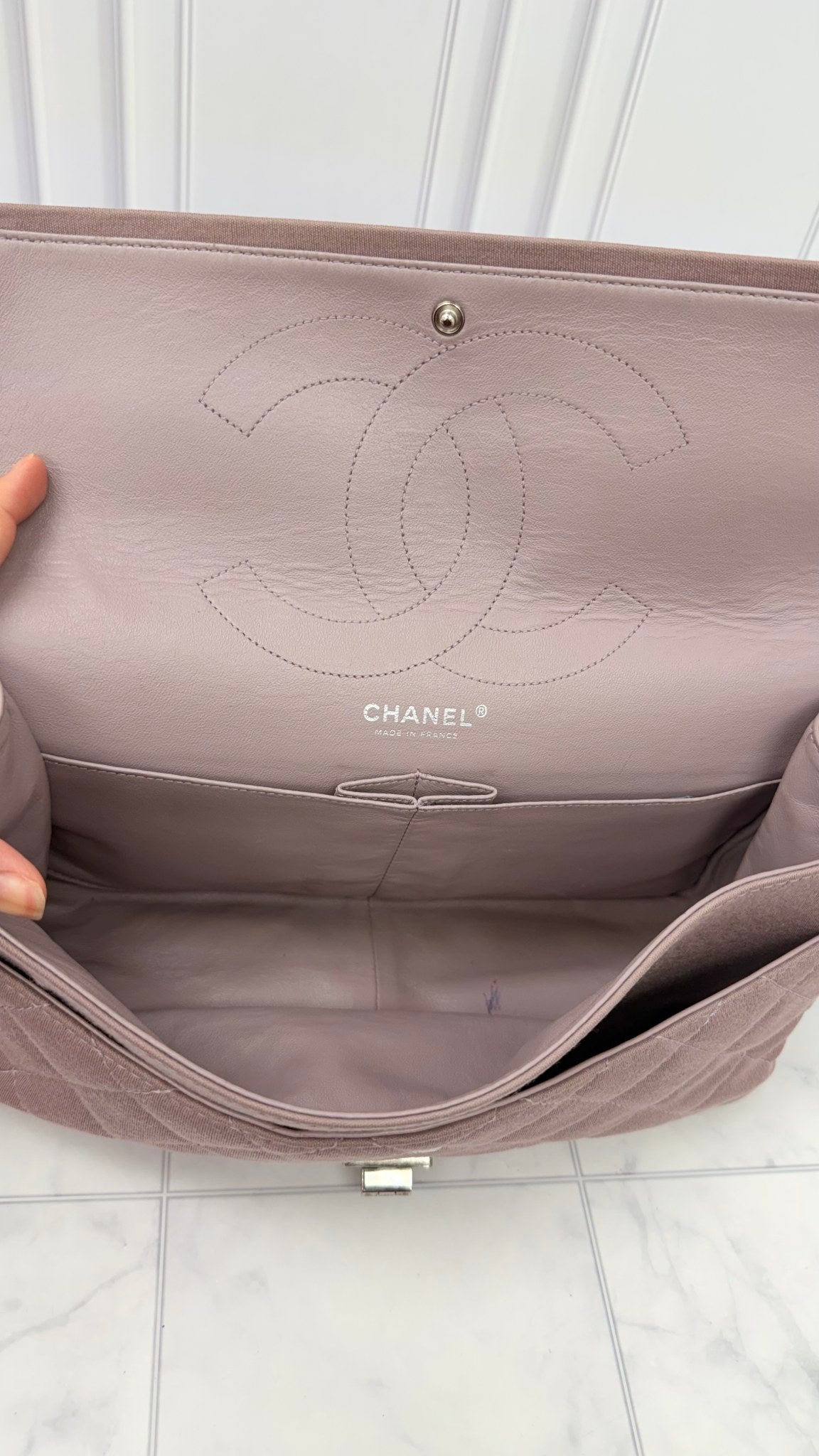 Chanel Dusty Pink Jersey Medium Reissue Double Flap Handbag