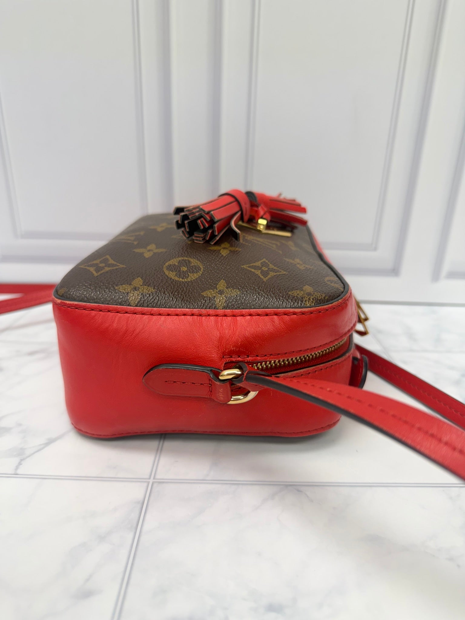 Louis Vuitton Monogram Red Leather Saintonge Crossbody Bag