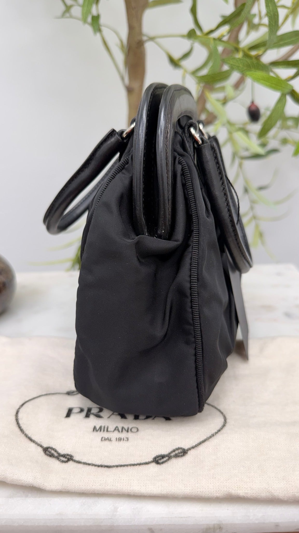 Prada Heart Nylon Bijou Black Mini Hand Bag